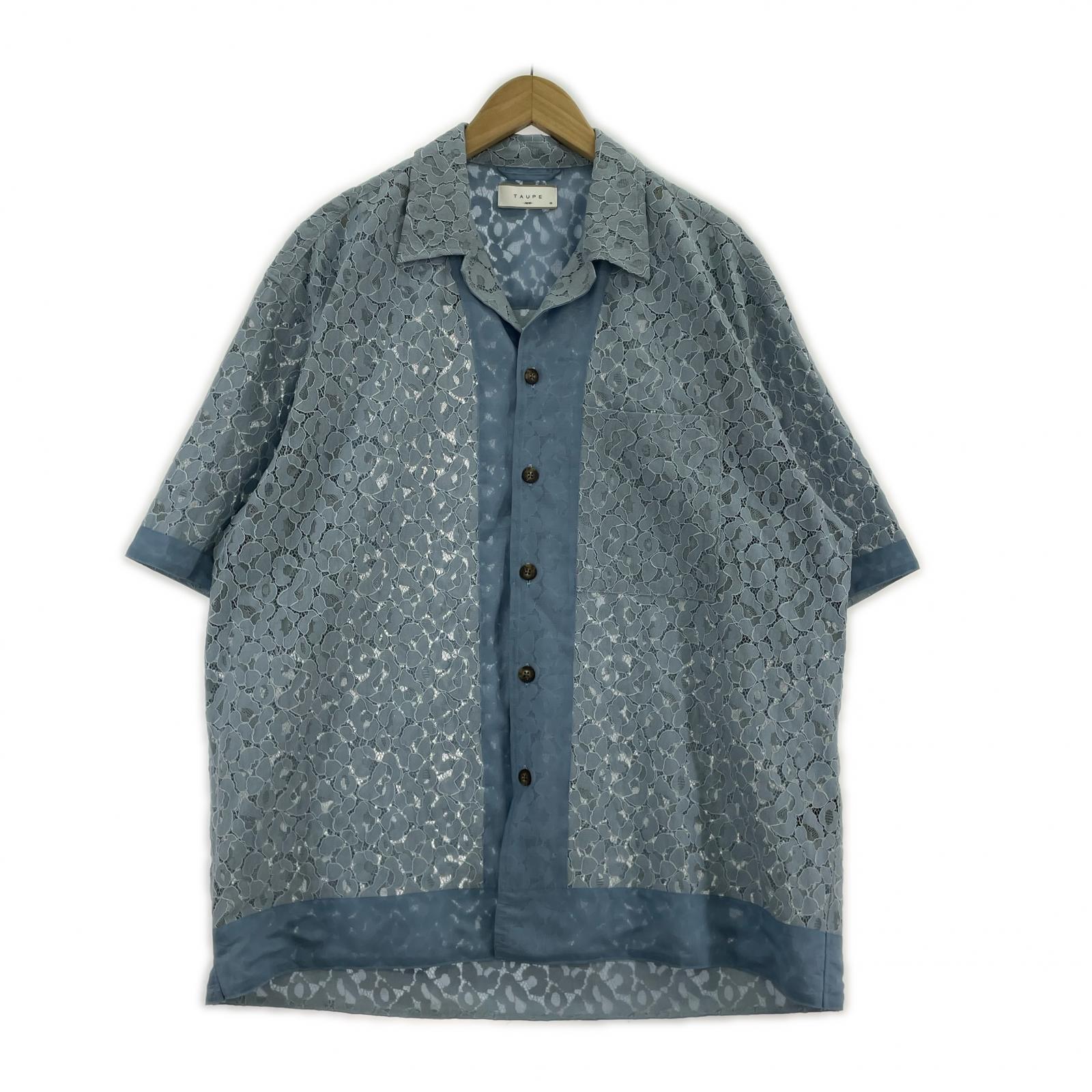 半袖シャツ TAUPE LEOPARD LACE 開襟シャツ 水色 (3)