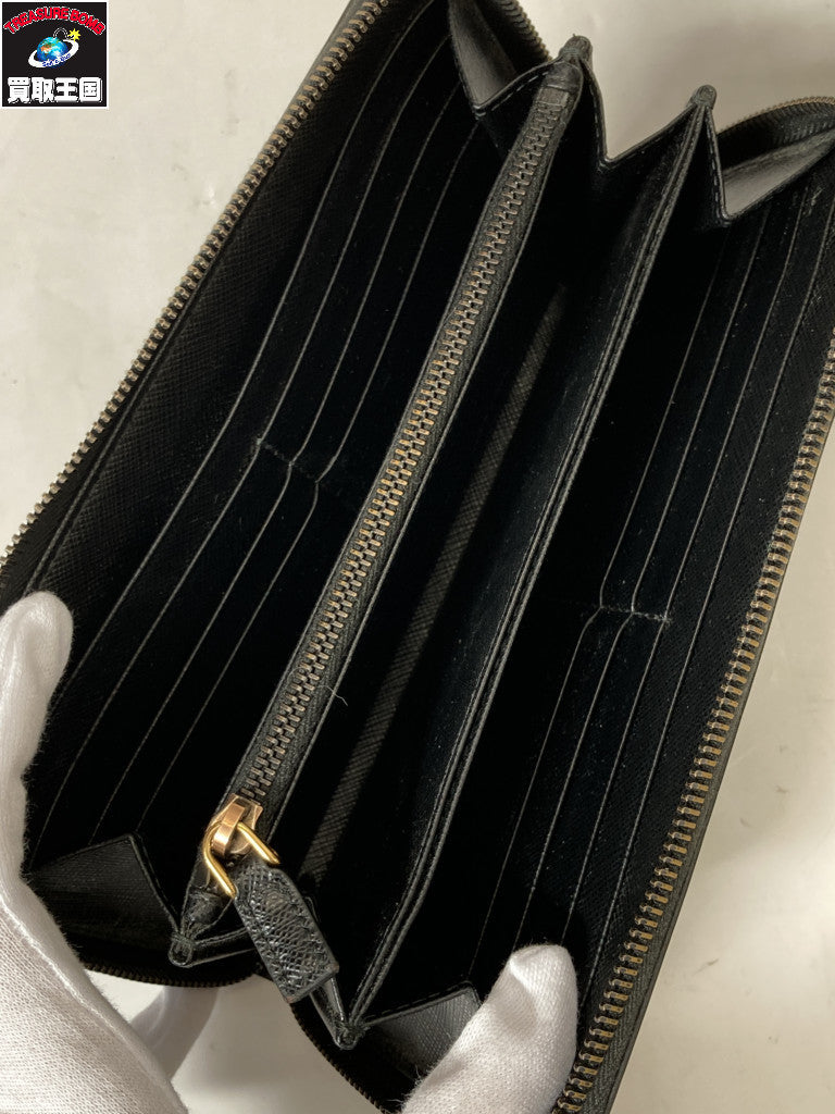 サフィアーノ ラウンドジップ長財布 黒