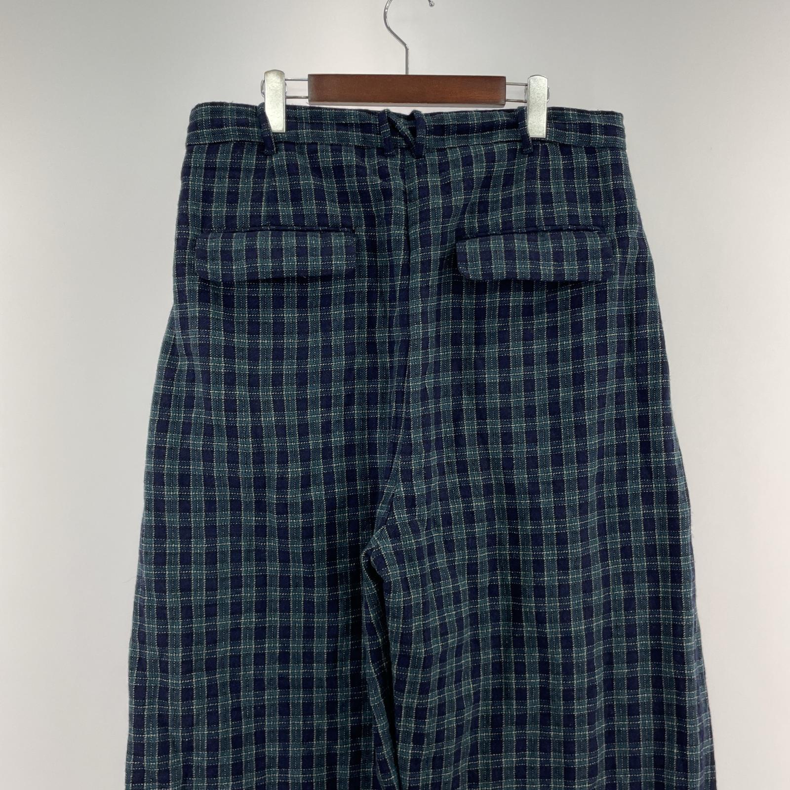 パンツ 21AW PETER ウールチェックパンツ L L ネイビー