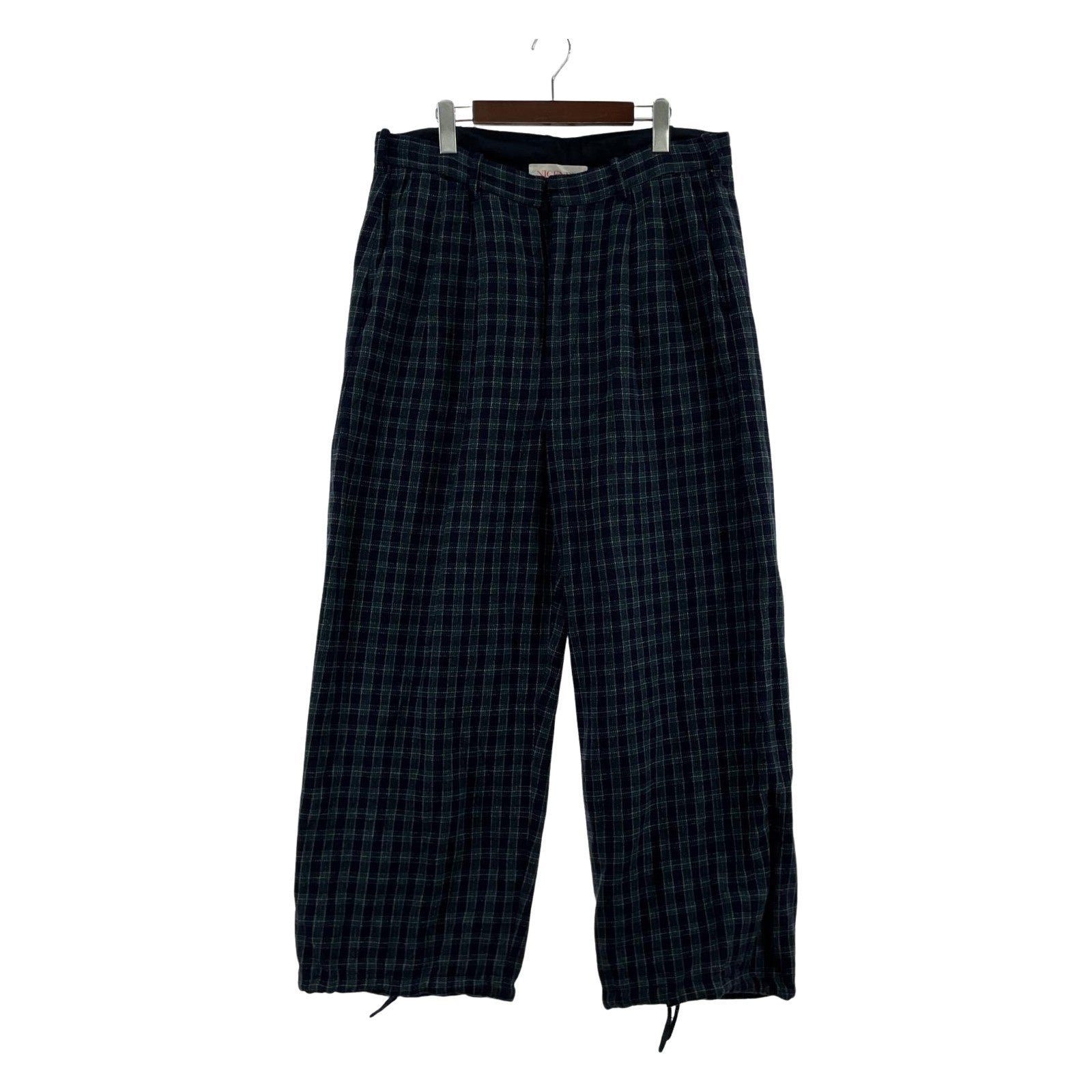 パンツ 21AW PETER ウールチェックパンツ L L ネイビー