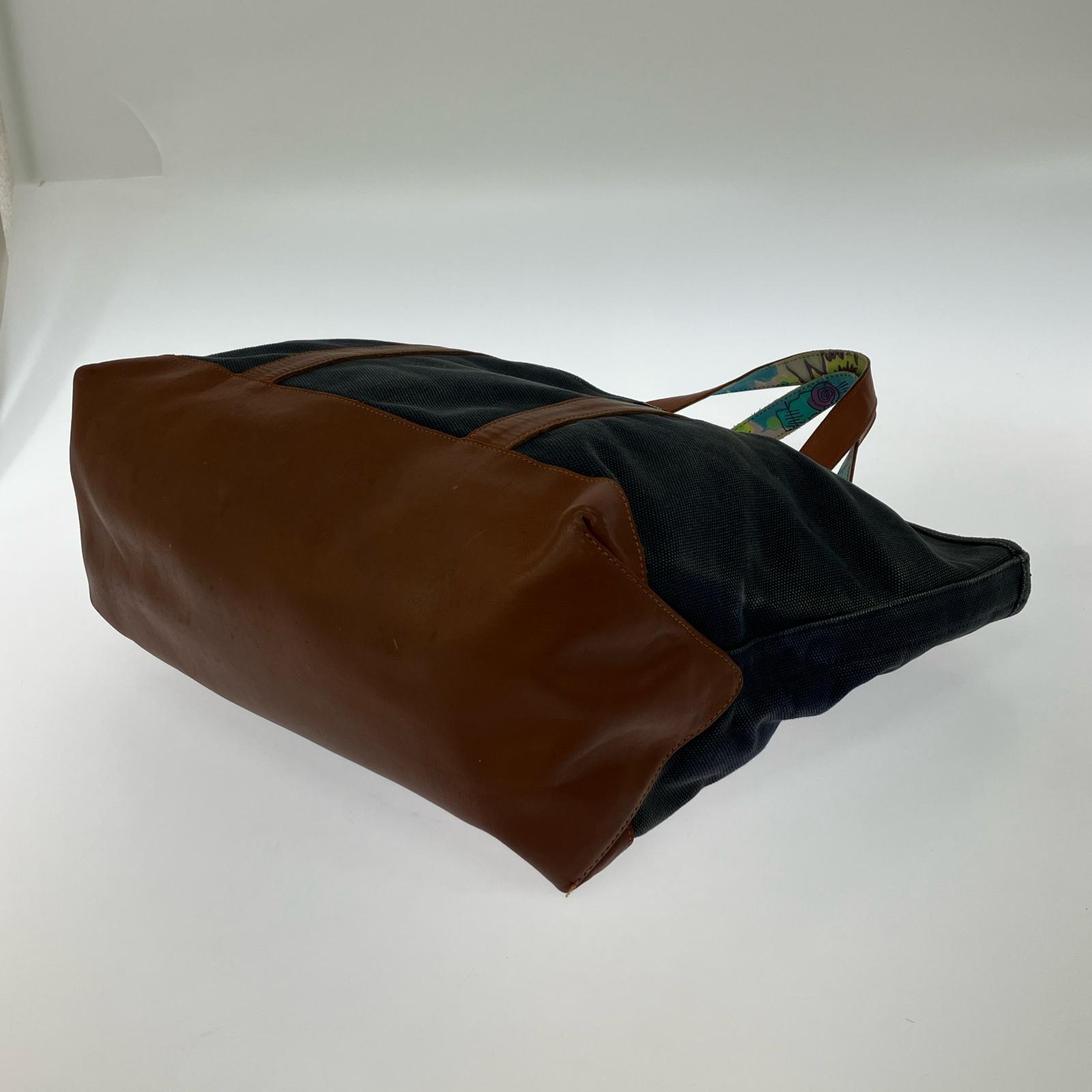その他バッグ 牛革 キャンバス トートバッグ 紺 ネイビー