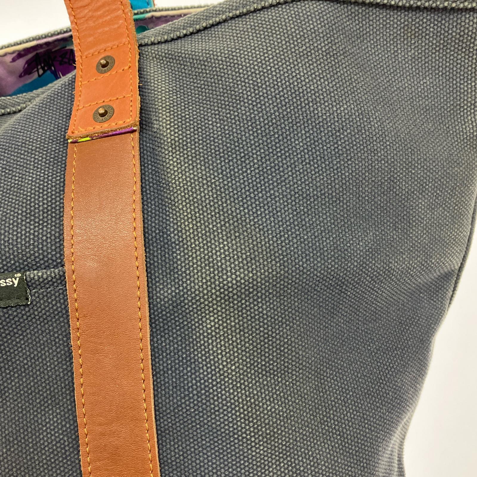 その他バッグ 牛革 キャンバス トートバッグ 紺 ネイビー