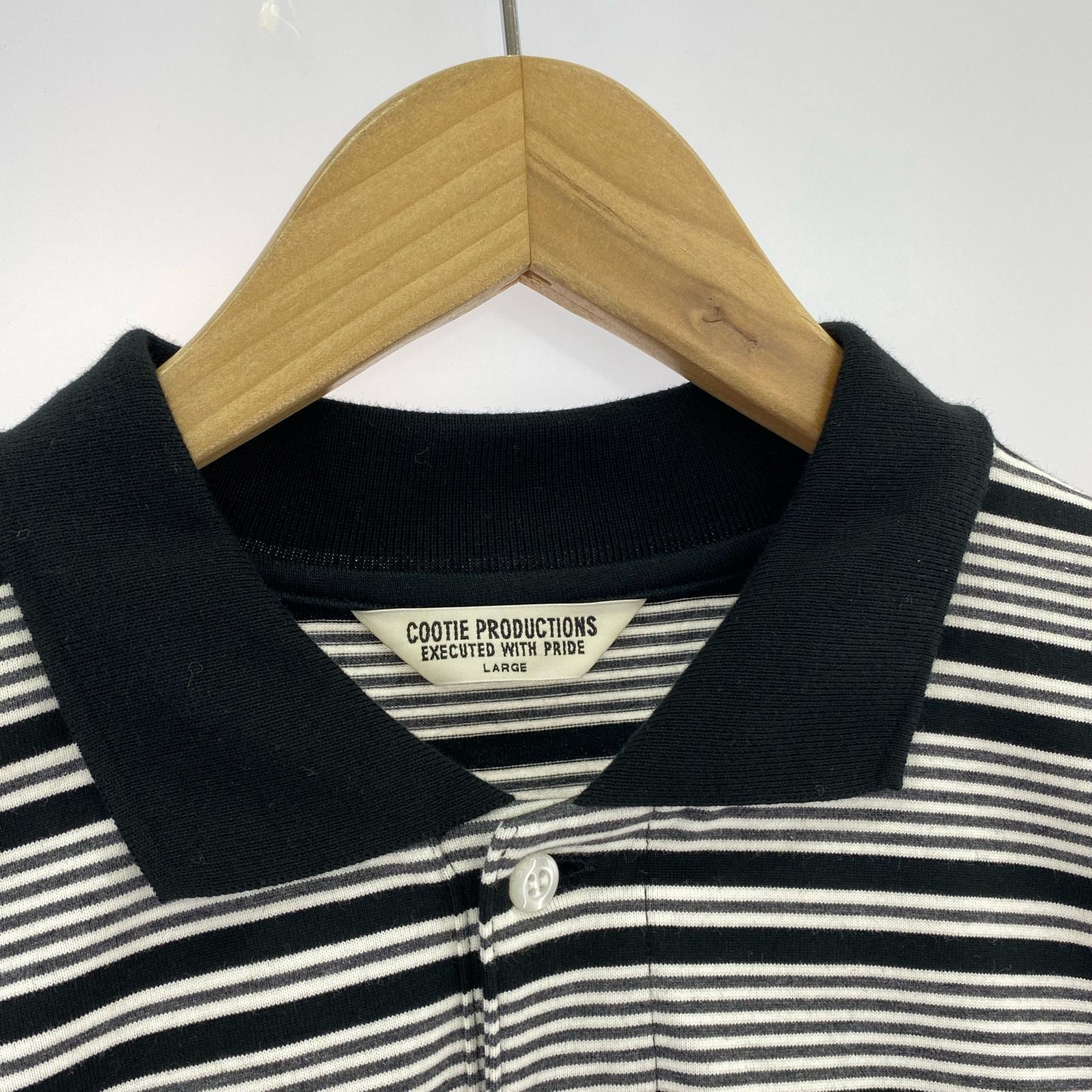 長袖Tシャツ ボーダー ポロ L/Sカットソー モノトーン (L) L