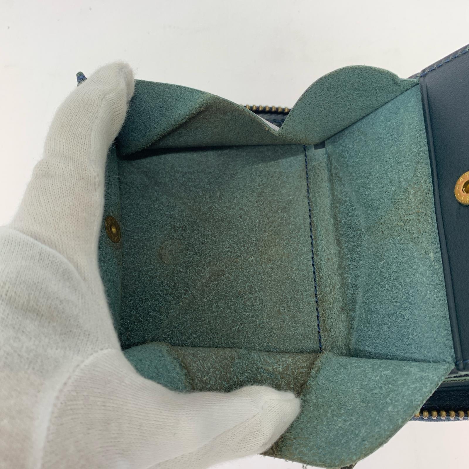 コンパクトウォレット クロコ型押し ネイビー