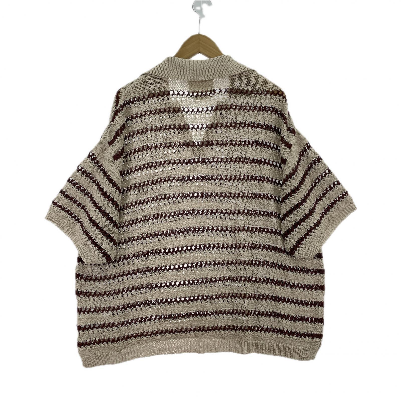 ポロシャツ BORDER MESH KNIT SKIPPER POLO SHIRT/2 2 ブラウン