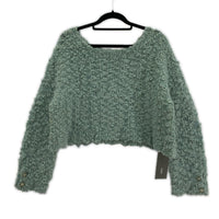 ニット bijou button bubble cropped knit/ミント フリー グリーン