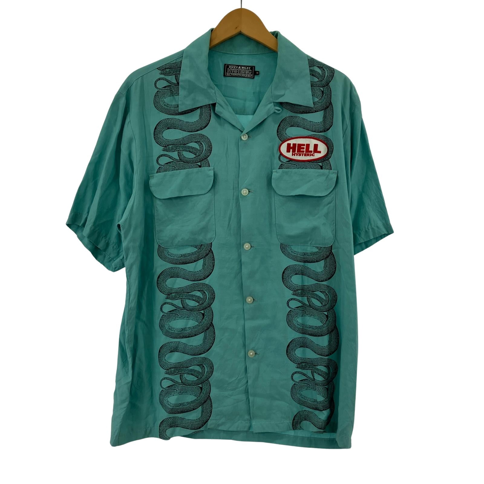 半袖シャツ HELLワッペンオープンカラーシャツ BLU (M) M