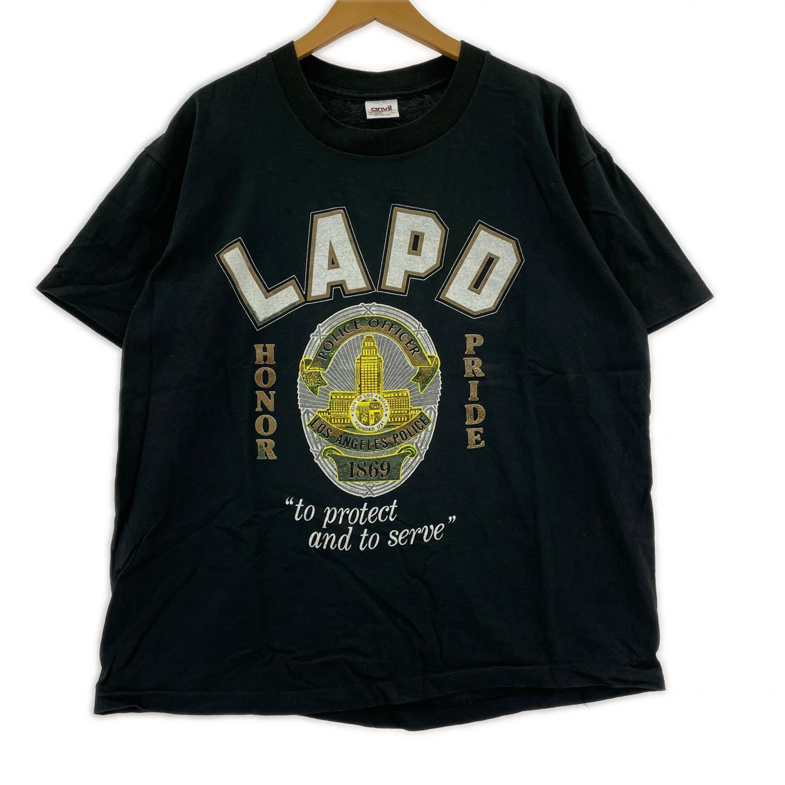 半袖Tシャツ 90s LAPD police tee L ブラック
