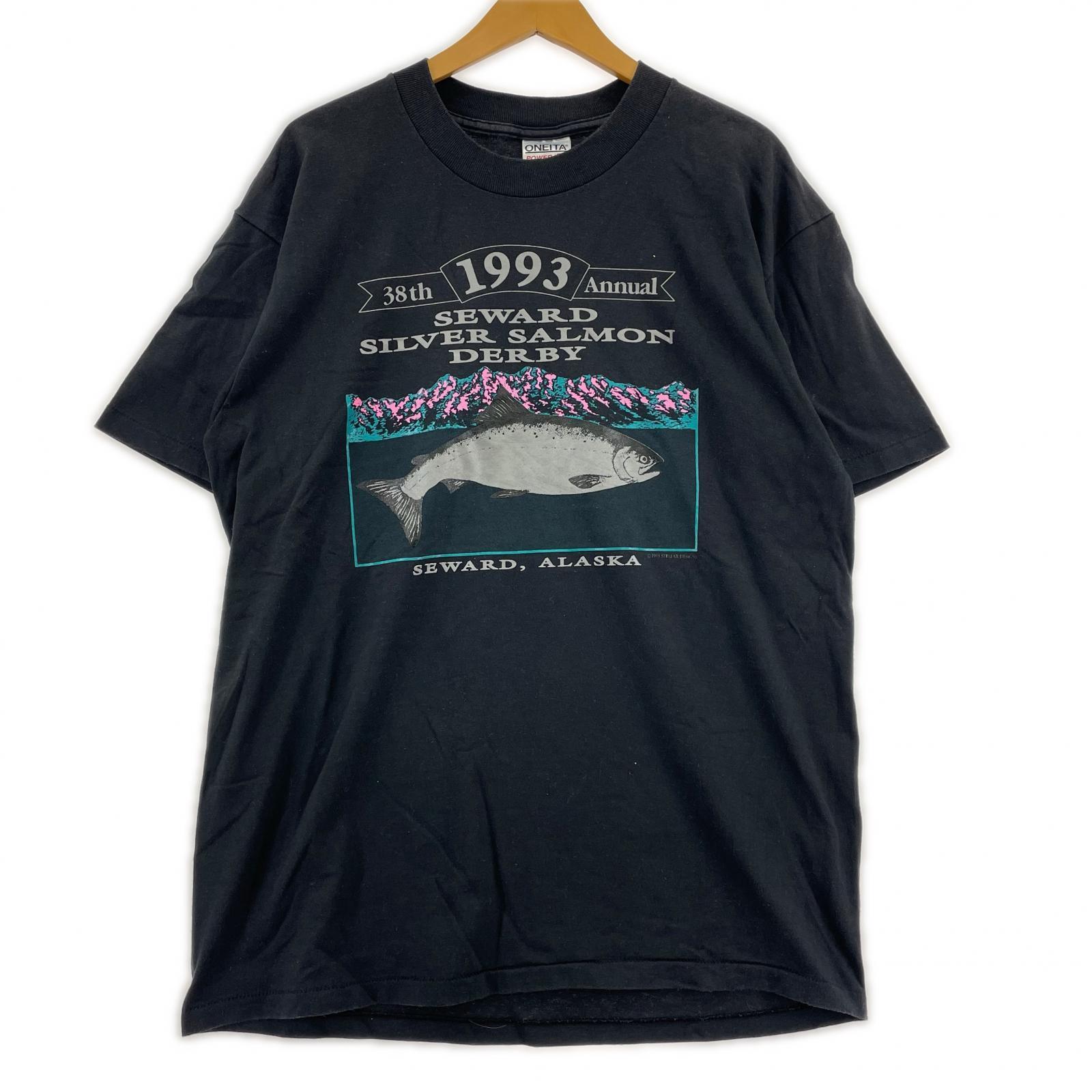 半袖Tシャツ 90s silver salmon tee L ブラック