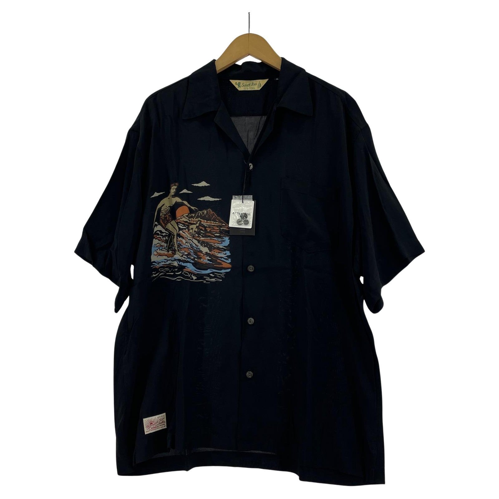 半袖シャツ schott パイナップルジュース XPJ RAYON SHIRT BEACH XL ブラック ブラック