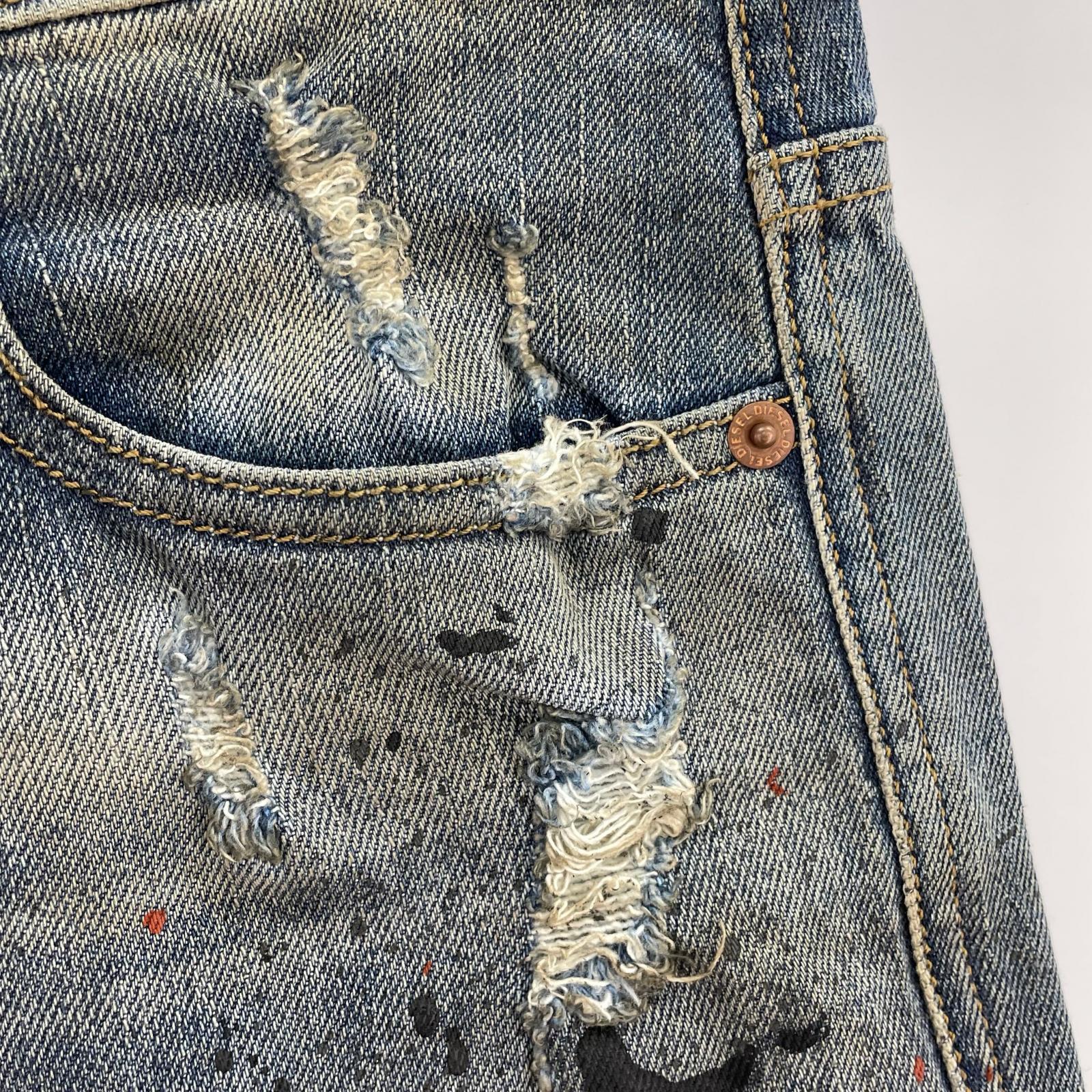 デニムパンツ DIESEL D-VIDER ダスティペンキ加工デニムパンツ 009NH (29) 29 ブルー