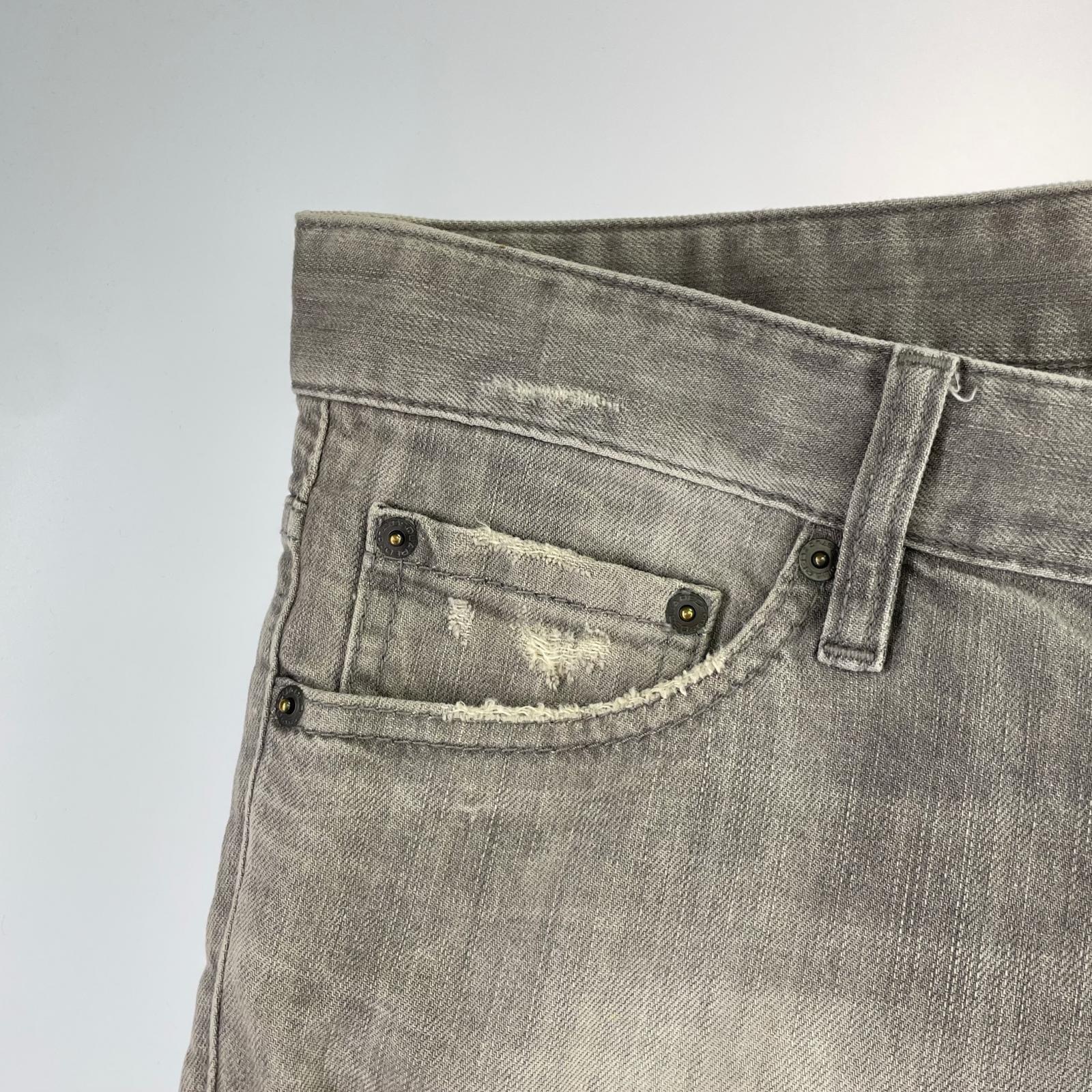 デニムパンツ ダメージ加工 デニムパンツ 50 グレー