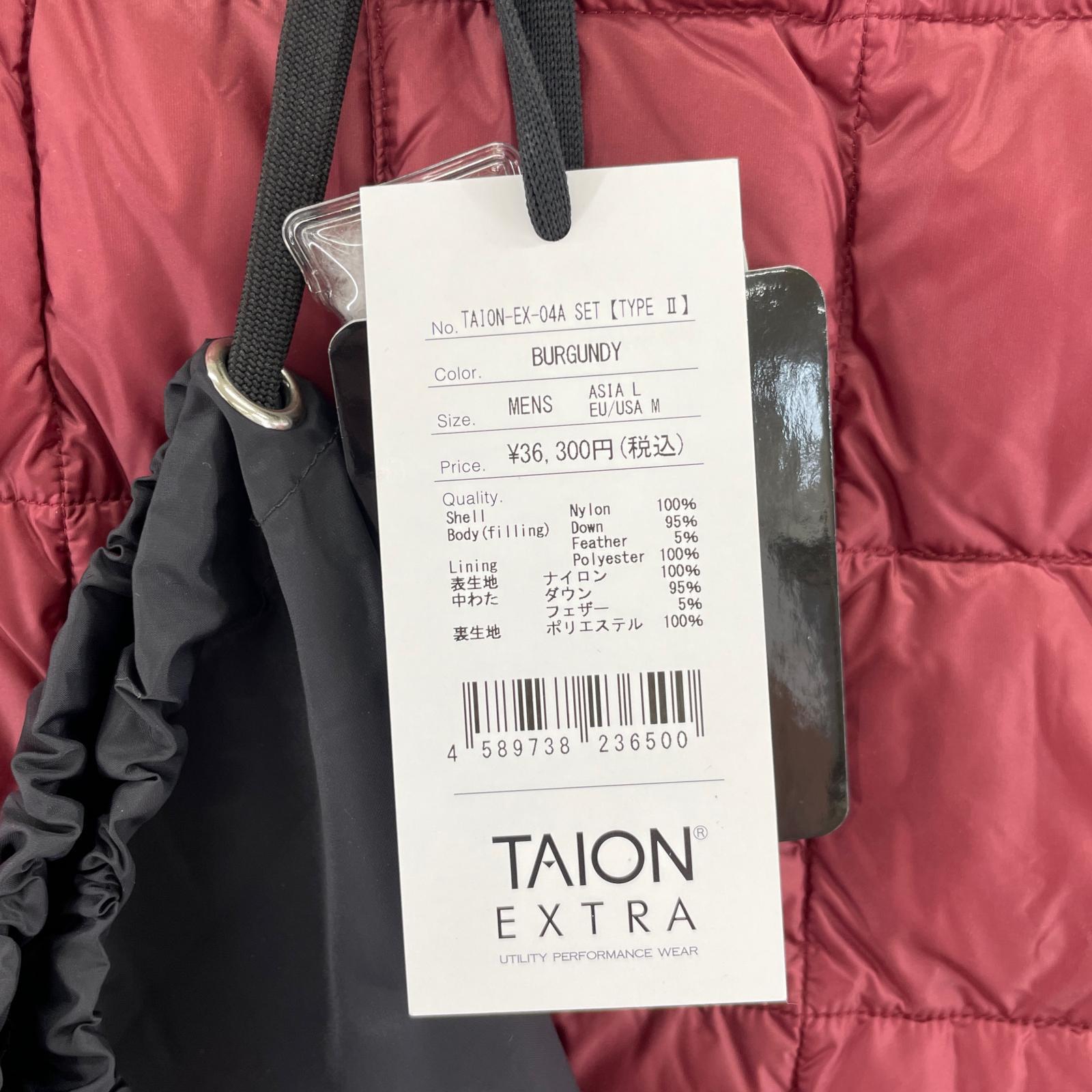 ダウンジャケット TAION TAION EX‐04A エンジ L ワインレッド
