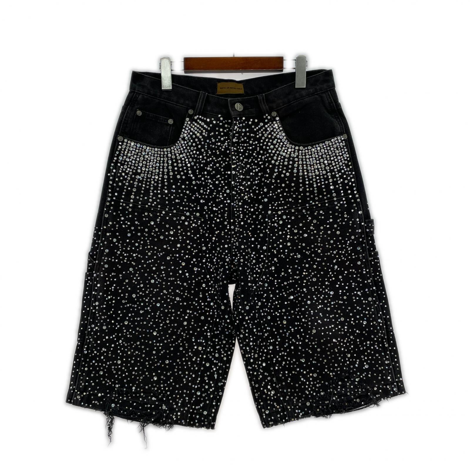 ショートパンツ BIRTH OF ROYAL CHILD rhinestone shorts ブラック