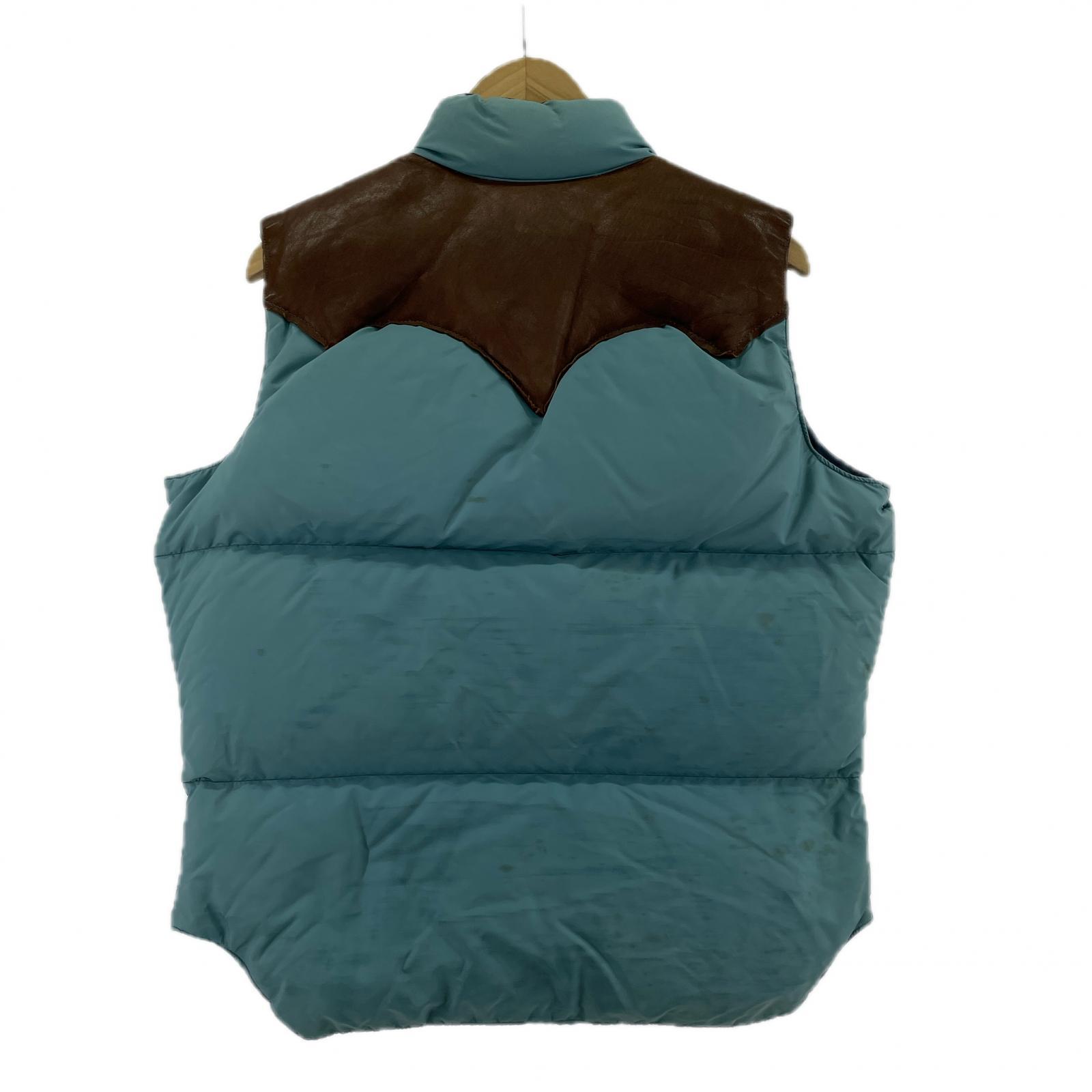長袖シャツ 70s Rocky Mountain レザーヨーク 薄青 ブルー