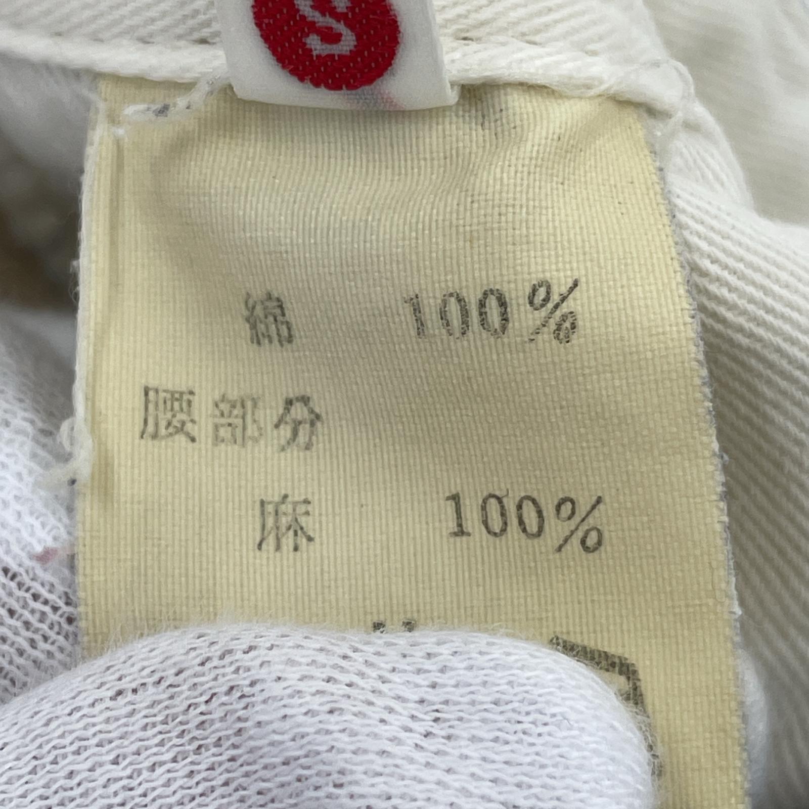 デニムパンツ ウエストリネン切替ベルトデニム S S ブルー