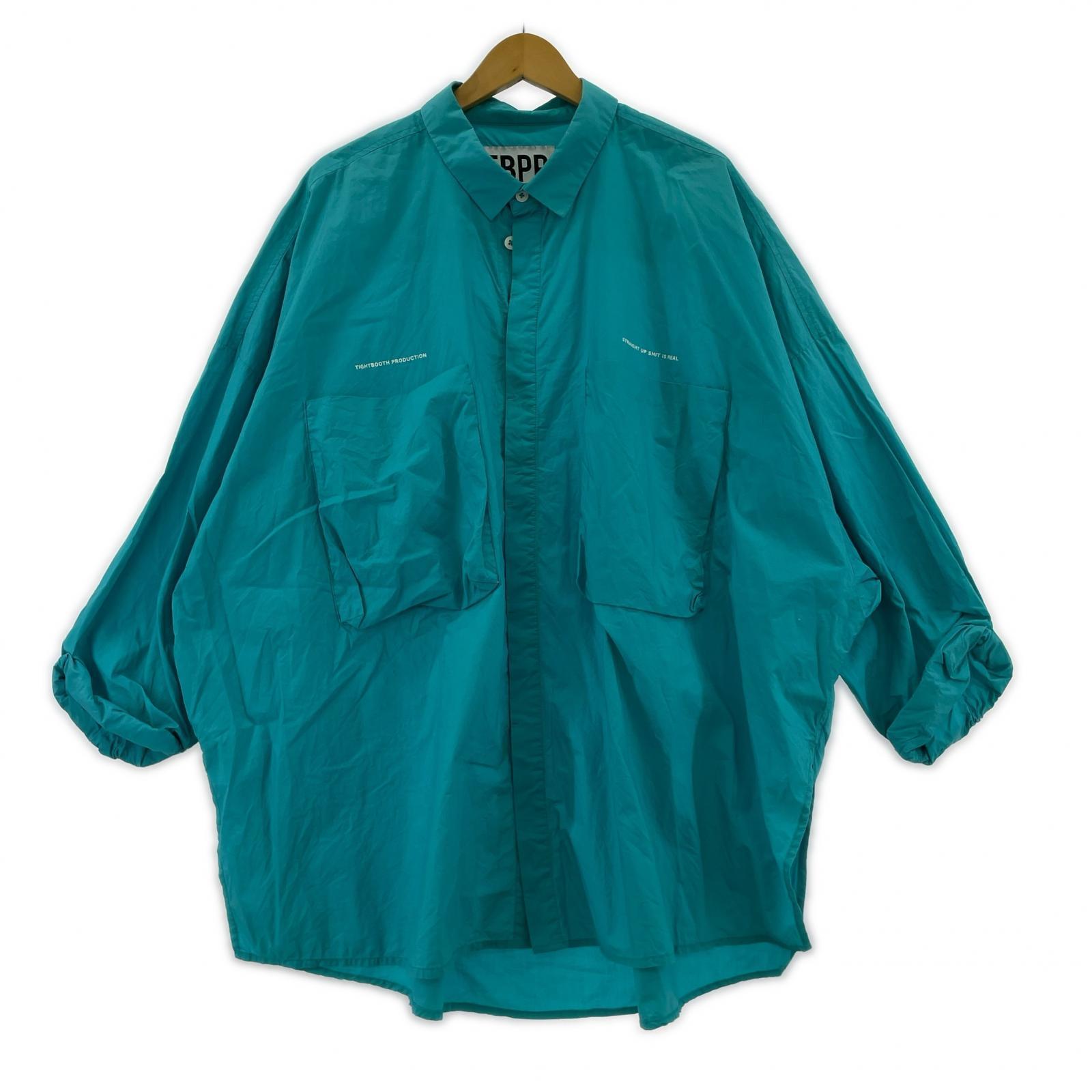 長袖シャツ (XL) ターコイズ ロールアップ