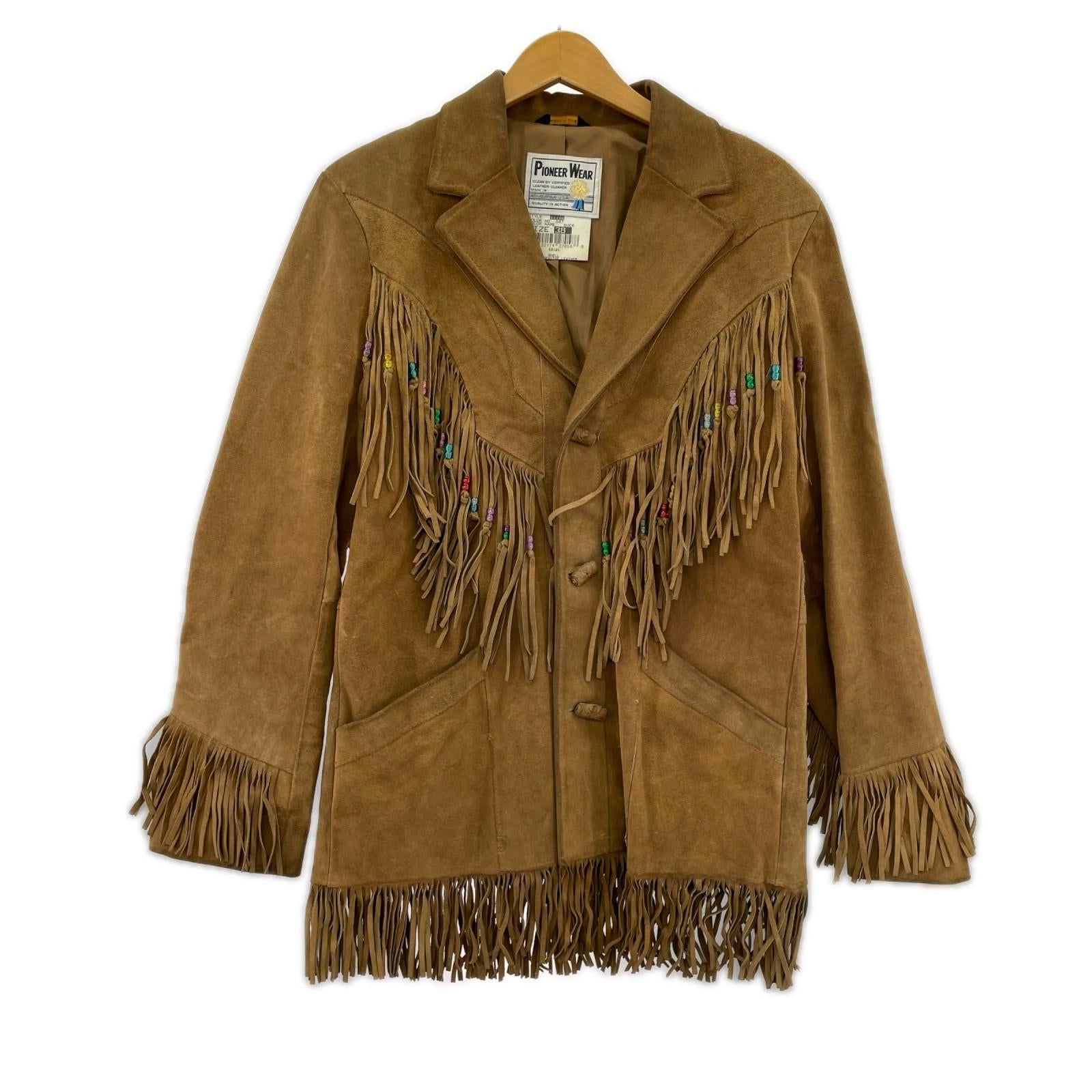 レザージャケット 70s PIONEER WEAR フリンジスウェードジャケット(38 ブラウン