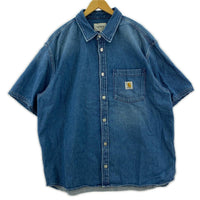 半袖シャツ デニム インディゴ (XXL) ブルー