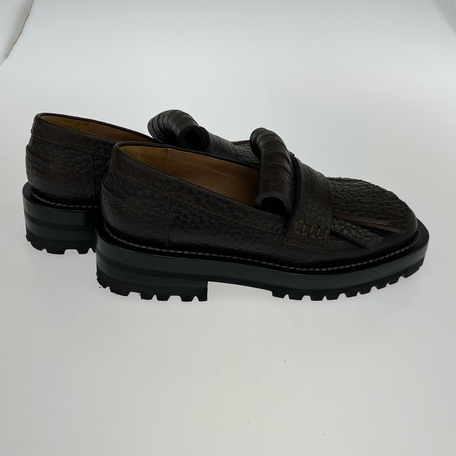 ローファー Leather Fringe Trim Accent Loafers (36) 36 ブラウン