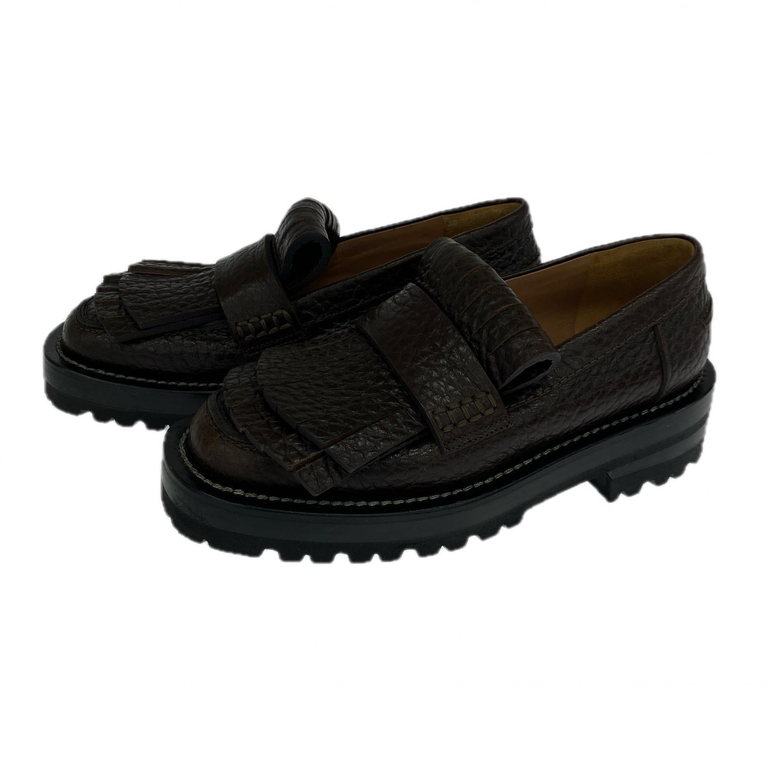 ローファー Leather Fringe Trim Accent Loafers (36) 36 ブラウン