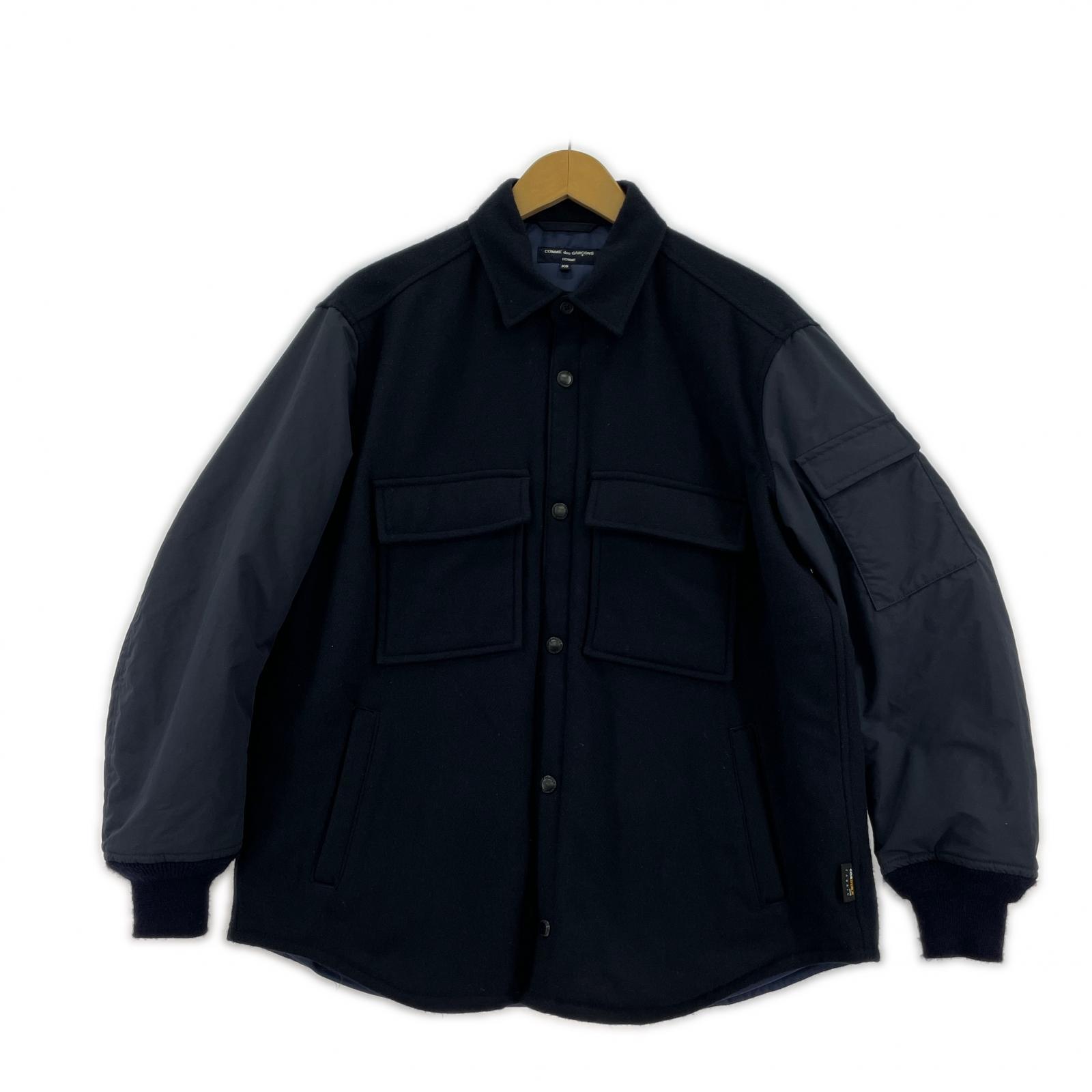 ブルゾン HOMME CPO中綿MA-1スリーブ切替シャツジャケット XS ネイビー