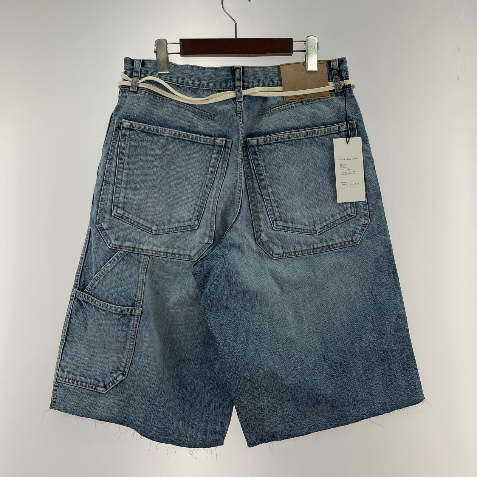 ショートパンツ Phebus WASHI DENIM SHORTS ICE BLUE 4 4 ブルー