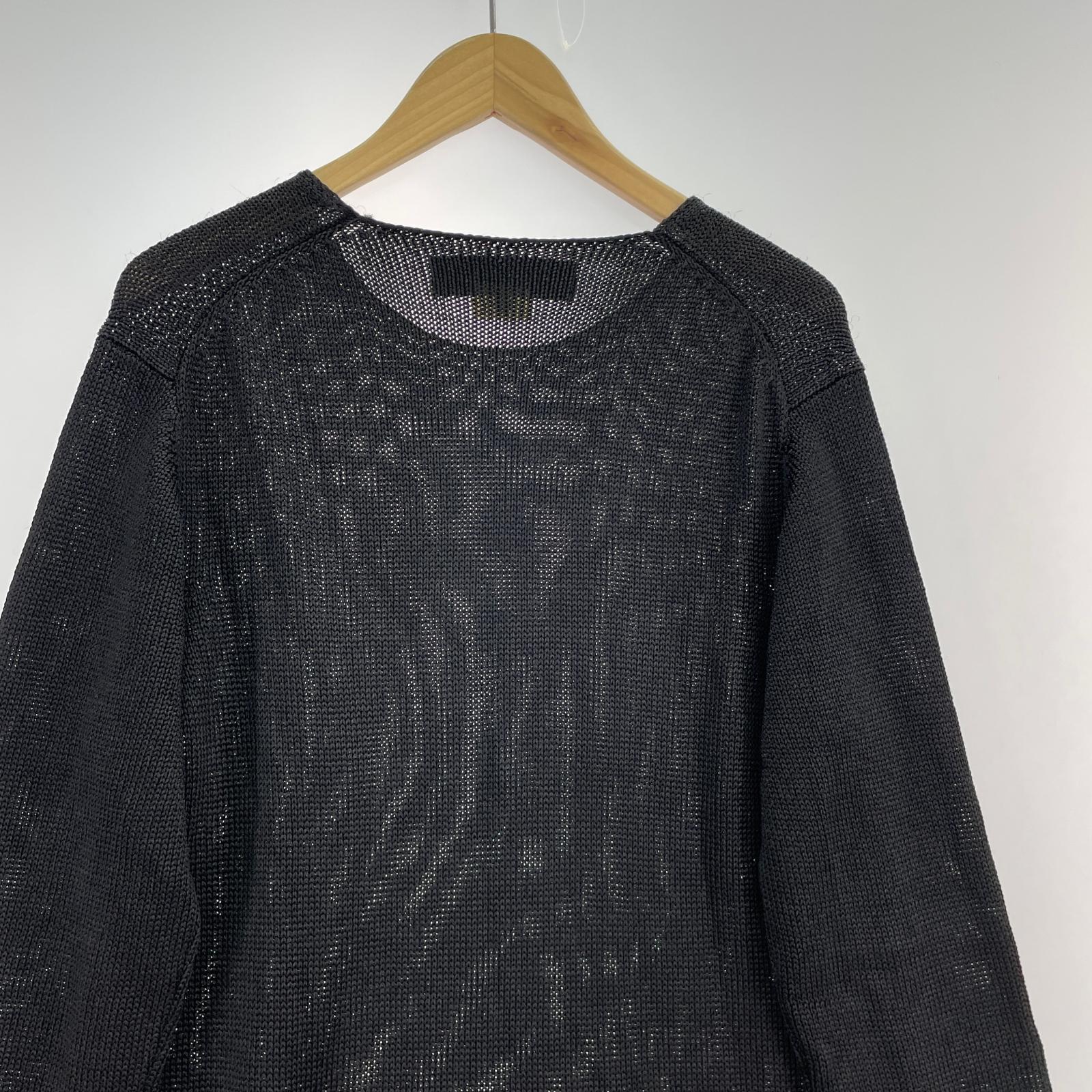 ニット HOMME PLUS 19AW フリンジロングニット S ブラック S ブラック