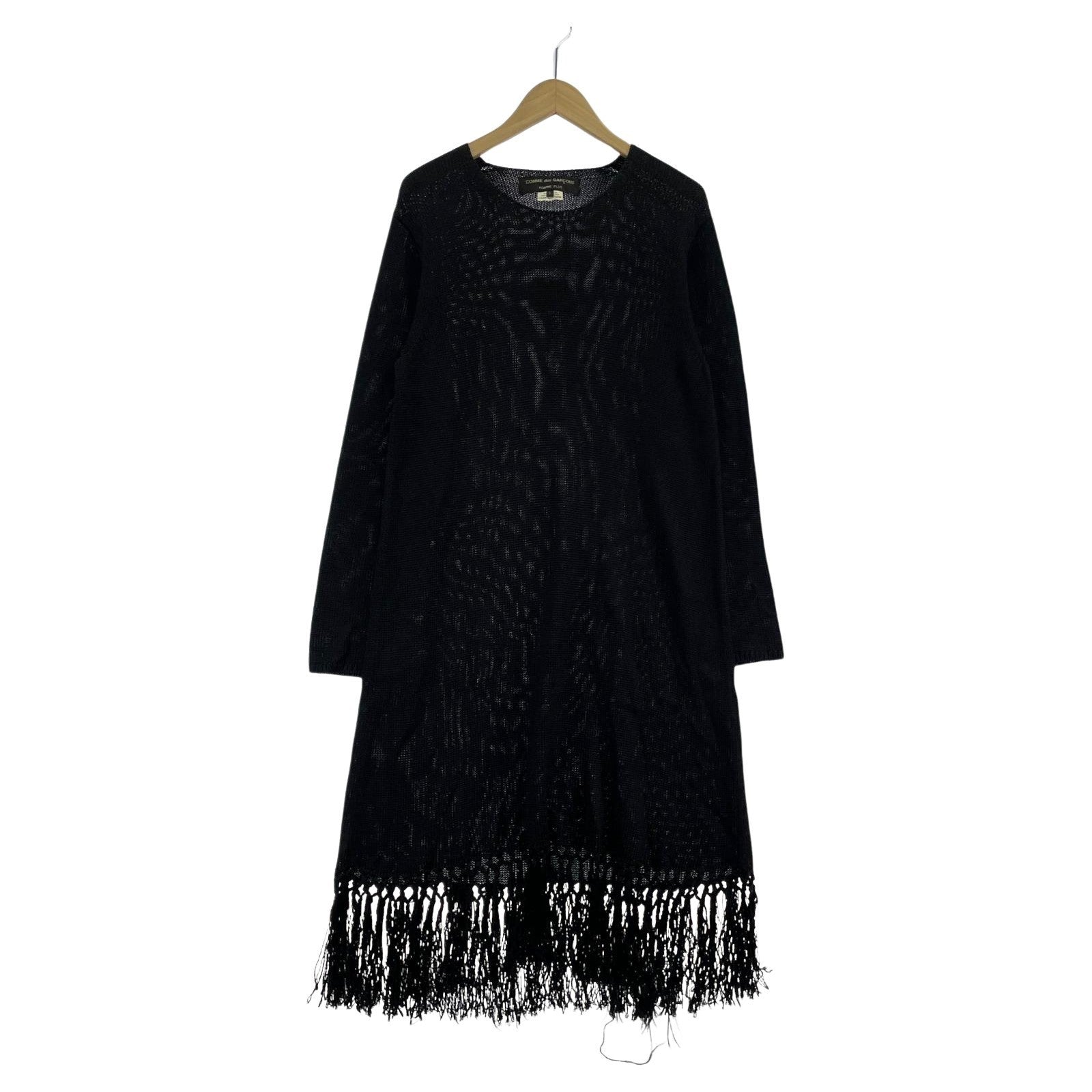 ニット HOMME PLUS 19AW フリンジロングニット S ブラック S ブラック