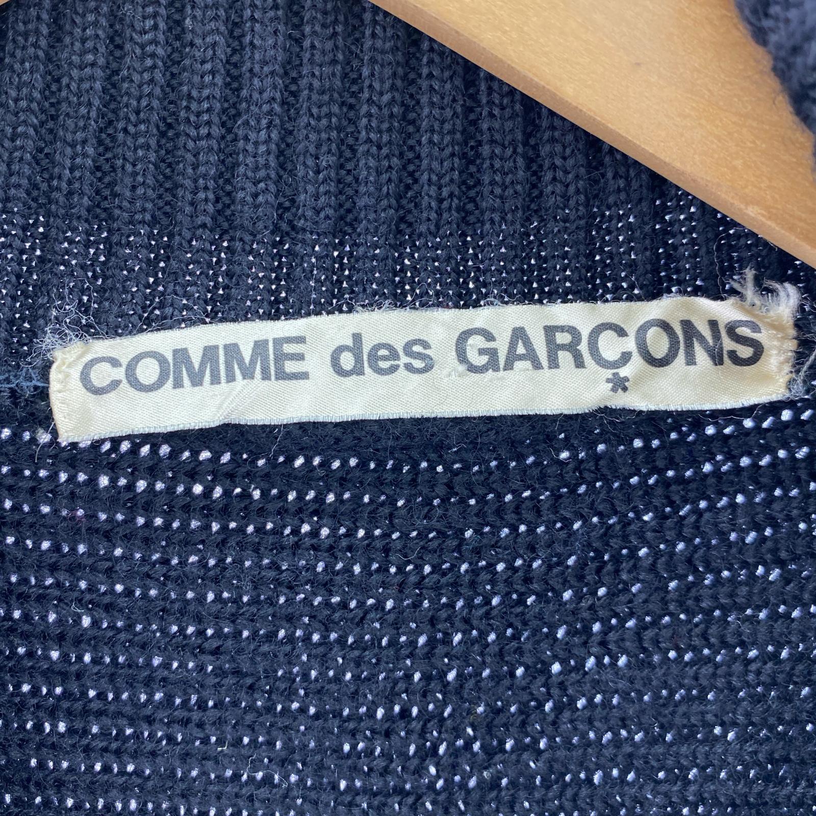 カーディガン 80s~ COMME des GARCONS ショールカラー 切替 デザインニットカーディガン 黒 ブラック