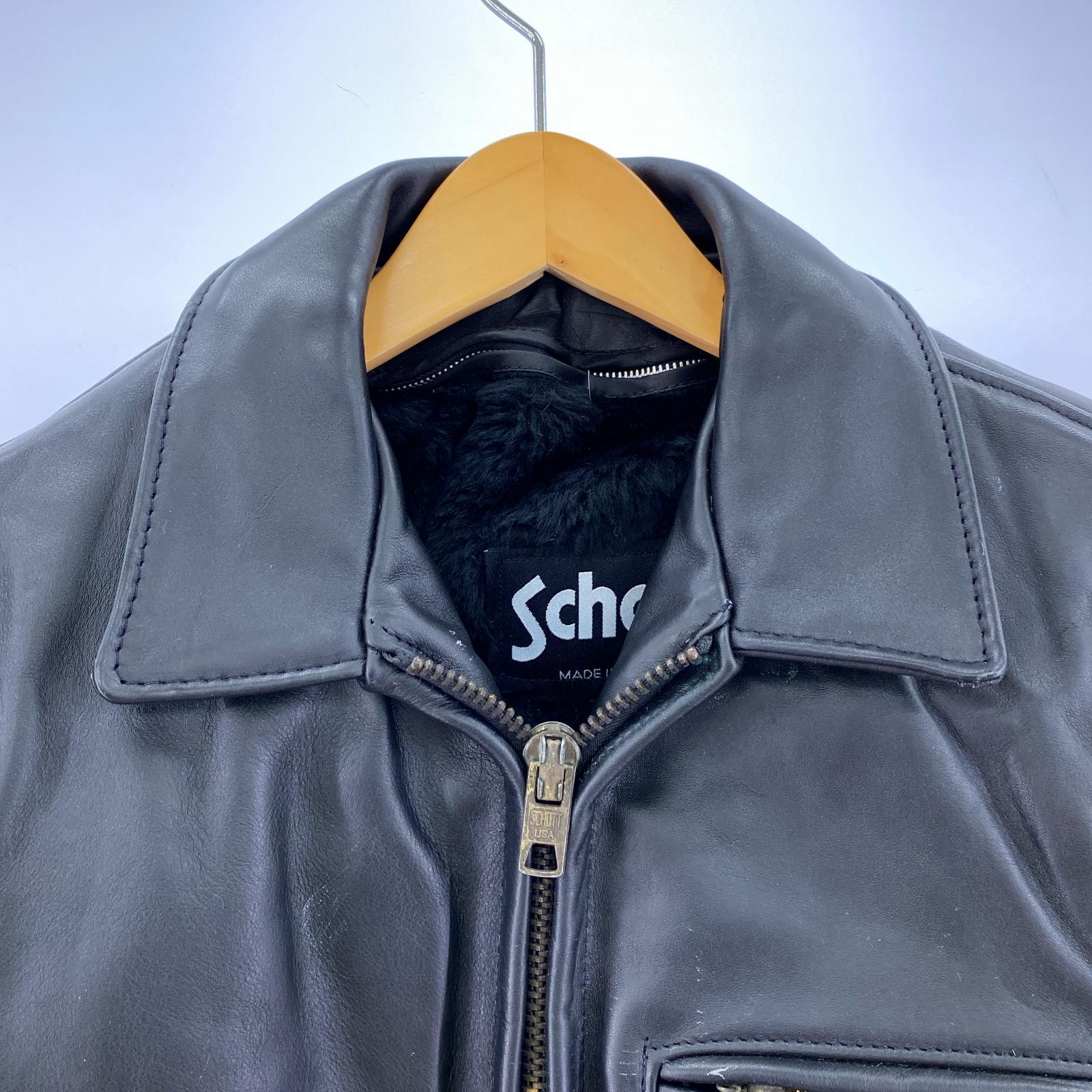 ライダースジャケット schott AT101 レザージャケット 34 ブラック 34 ブラック