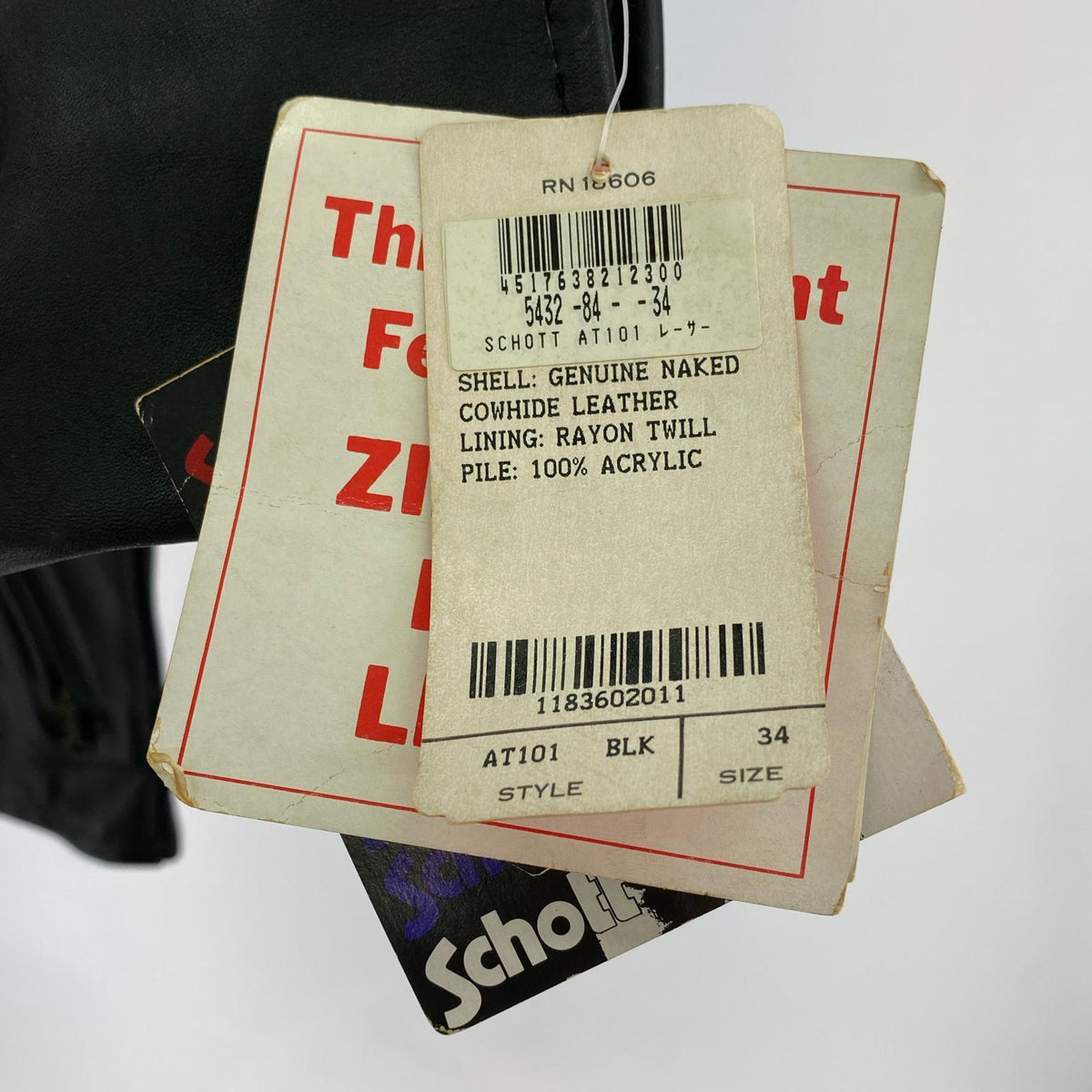 ライダースジャケット schott AT101 レザージャケット 34 ブラック 34 ブラック