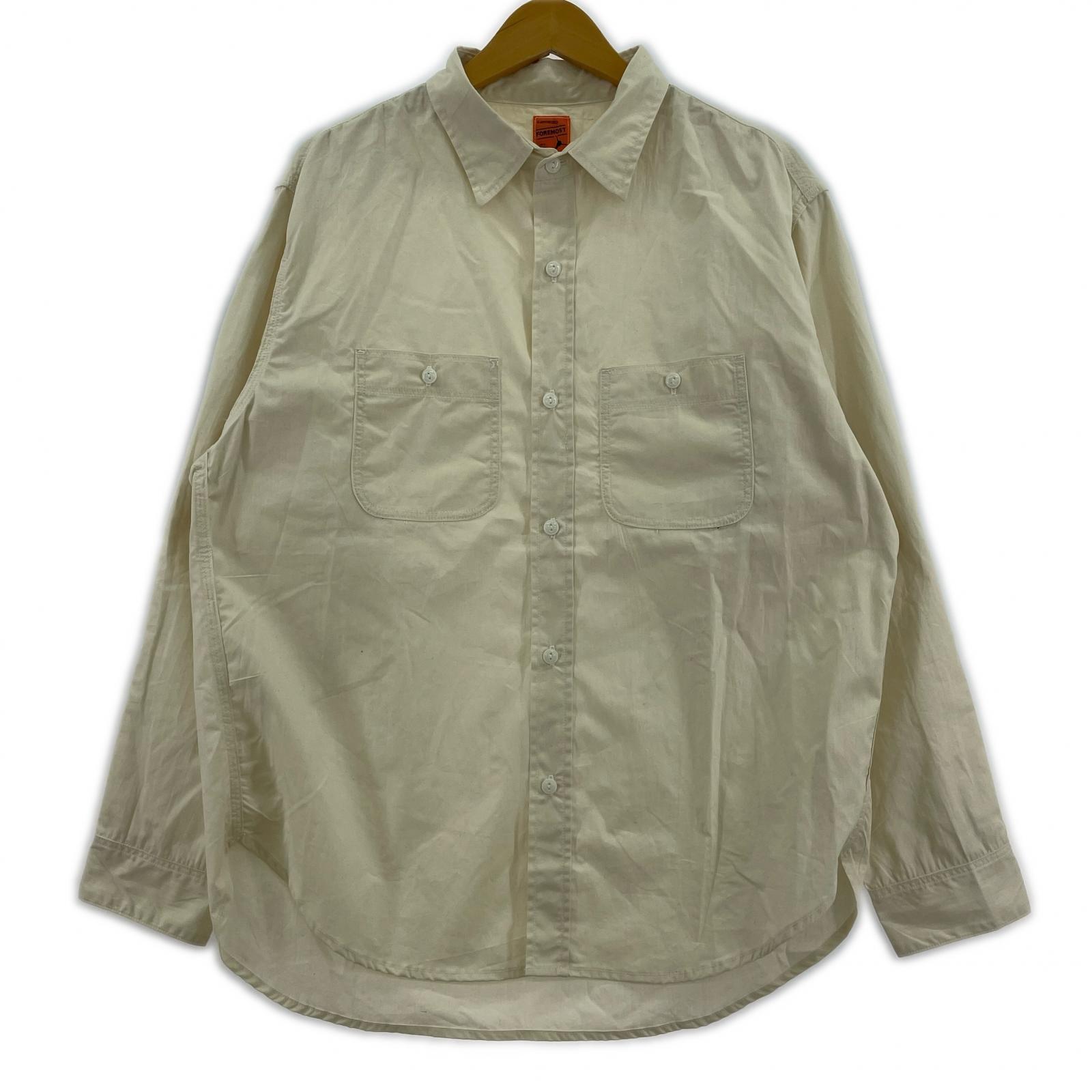 長袖シャツ W-POCKET WORK SHIRT L ベージュ