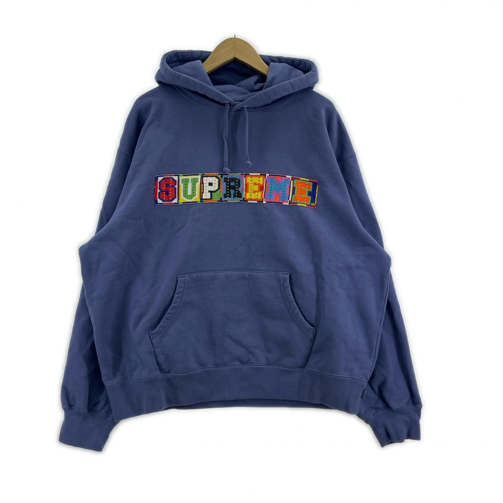 パーカー 23SS BEADED HOODIE L L パープル