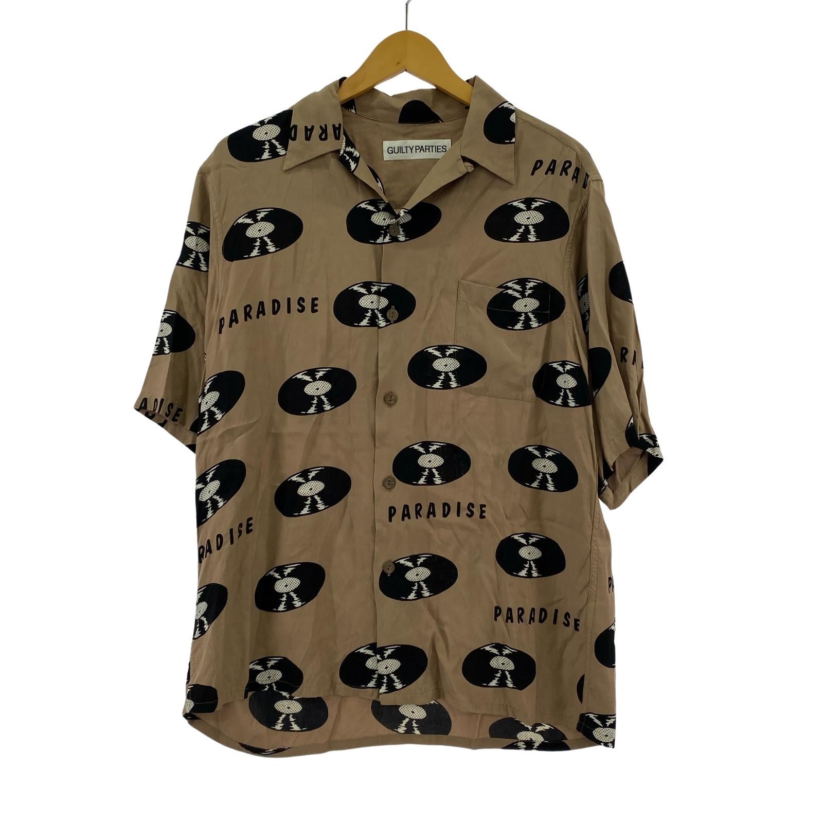 半袖シャツ RECORDS HAWAIIAN SHIRT ブラウン (S) S ブラウン