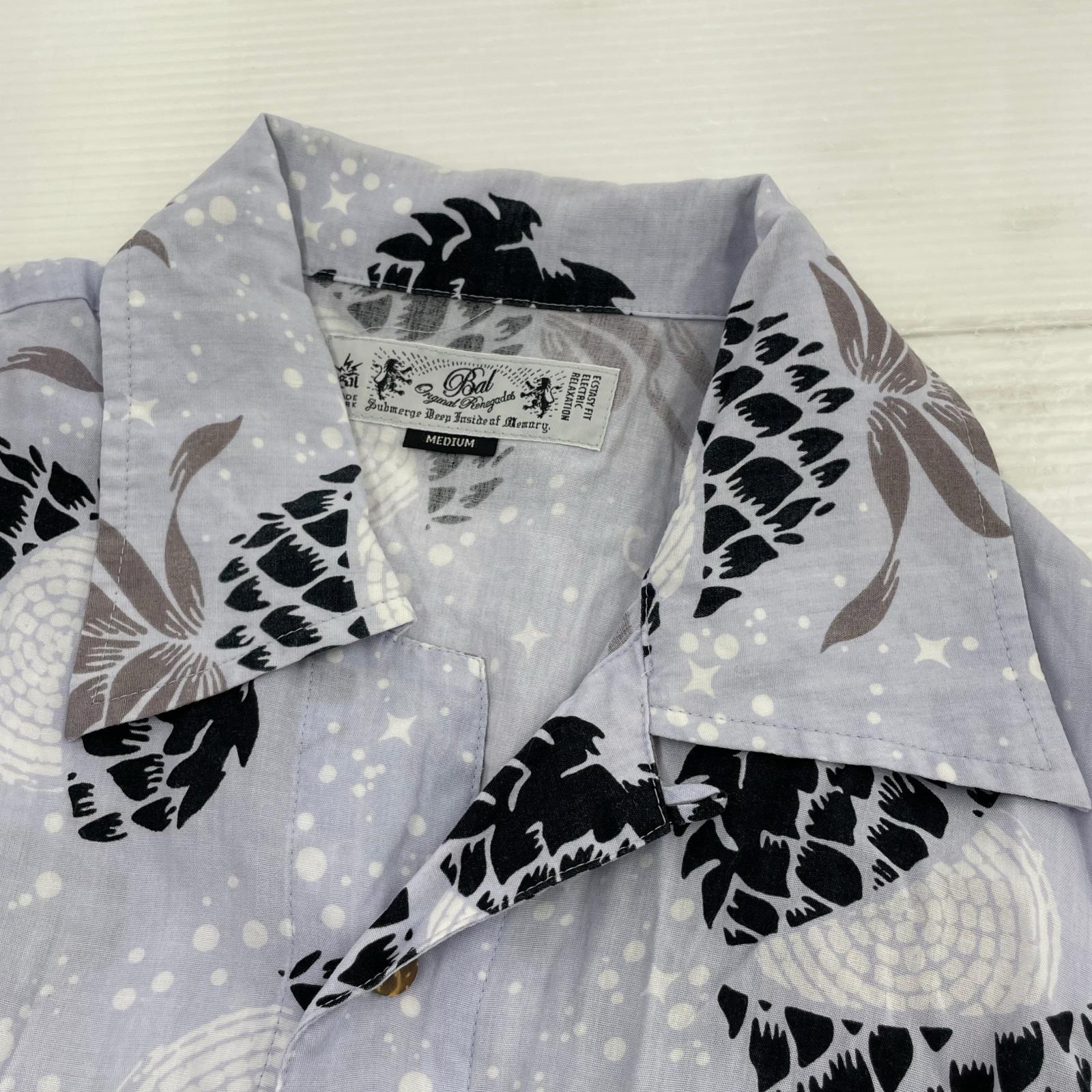 半袖シャツ レーヨンアロハシャツ ライトブルー (M) M