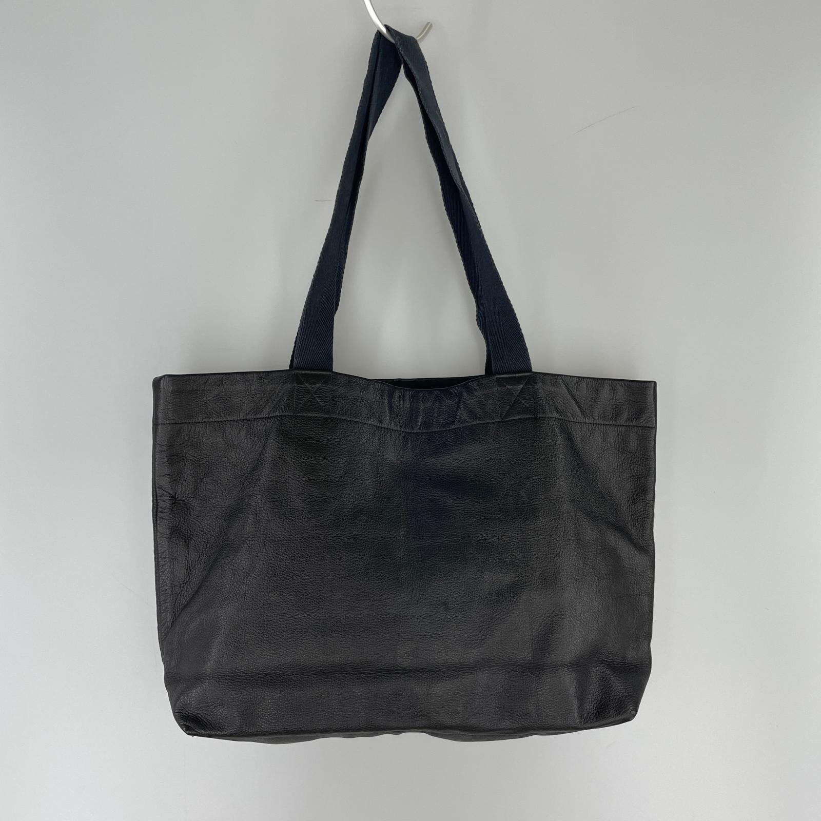 その他バッグ Yohji Yamamoto ロゴデザイン カウレザートートバッグ 黒 ブラック