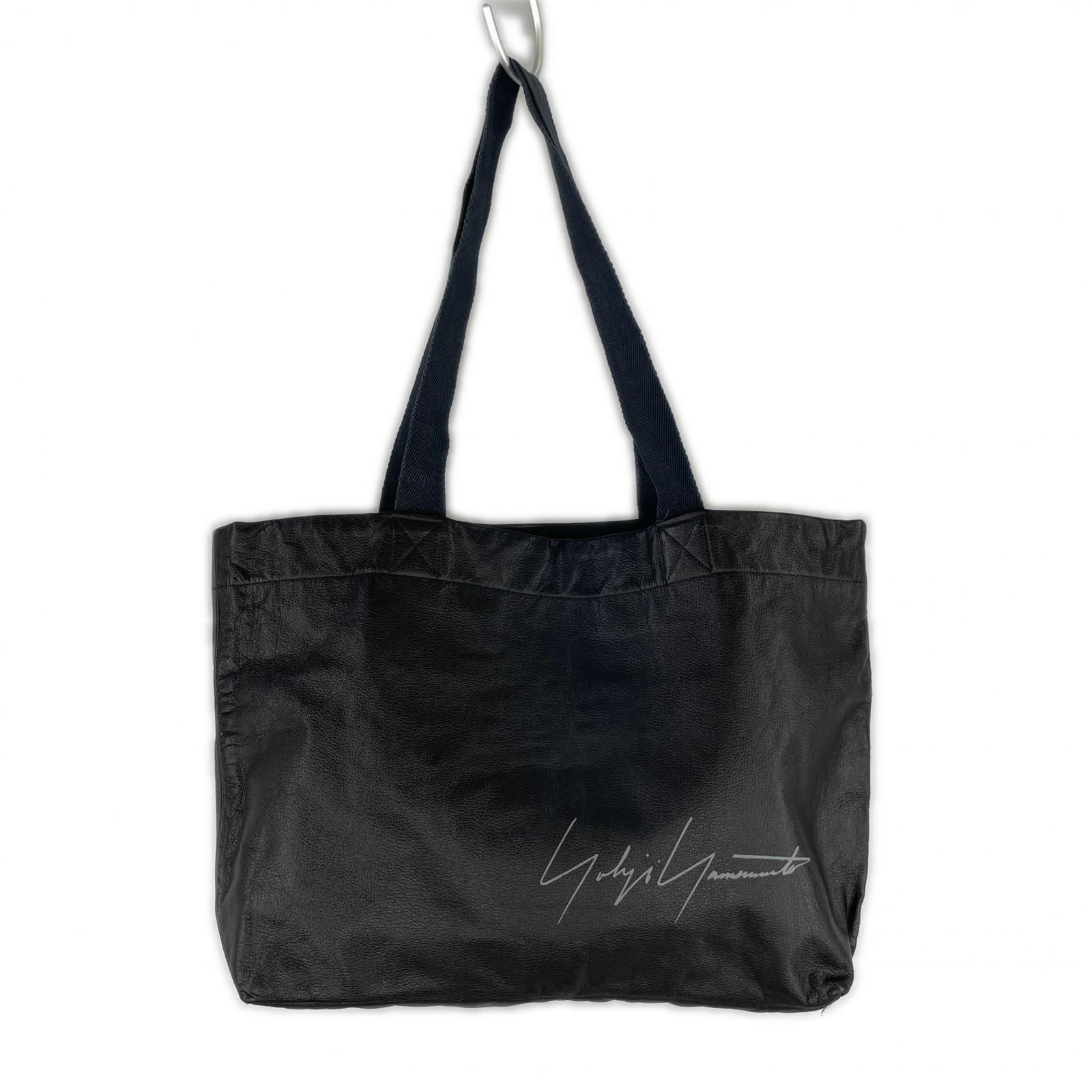 その他バッグ Yohji Yamamoto ロゴデザイン カウレザートートバッグ 黒 ブラック