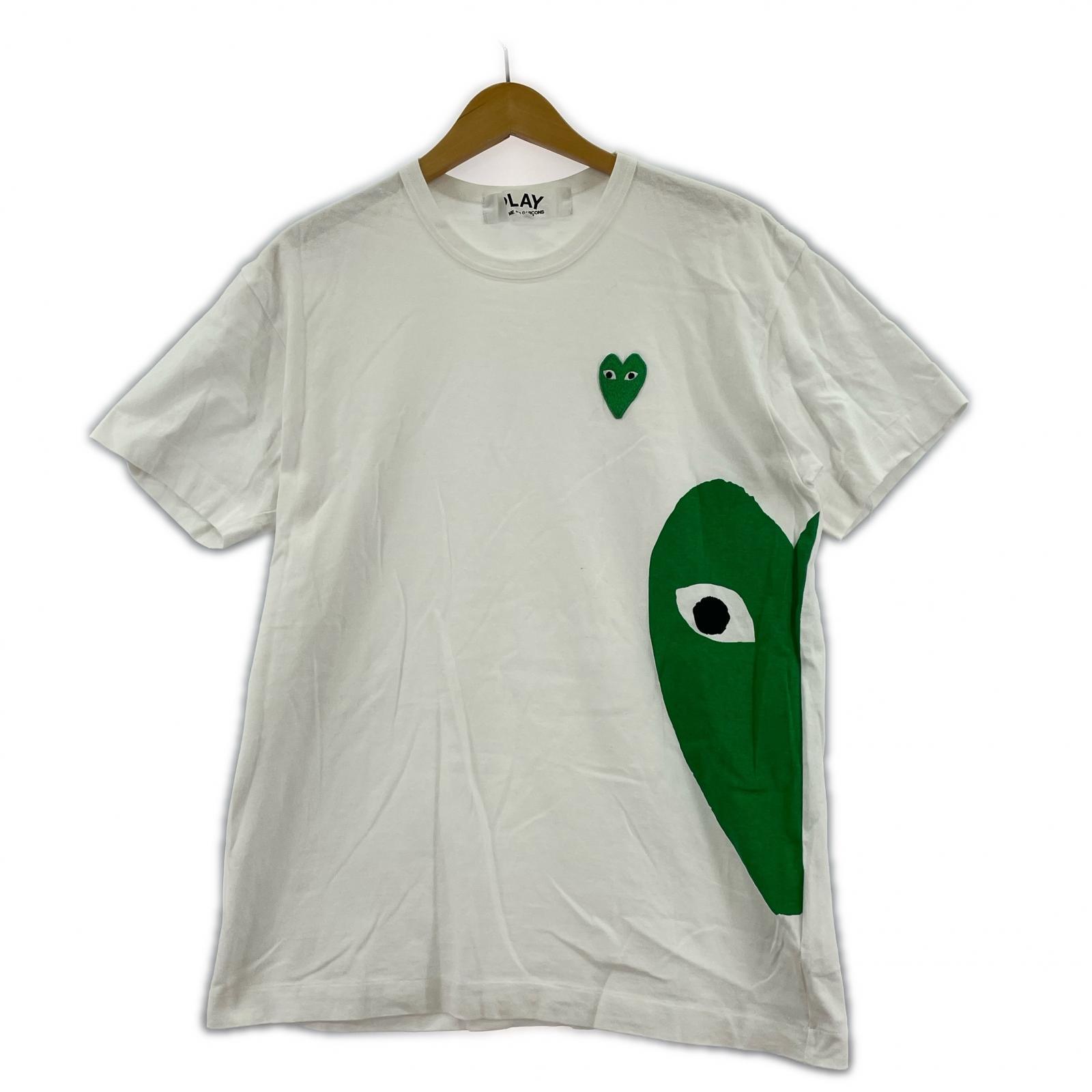 半袖Tシャツ 緑ハート 白(XL) ホワイト