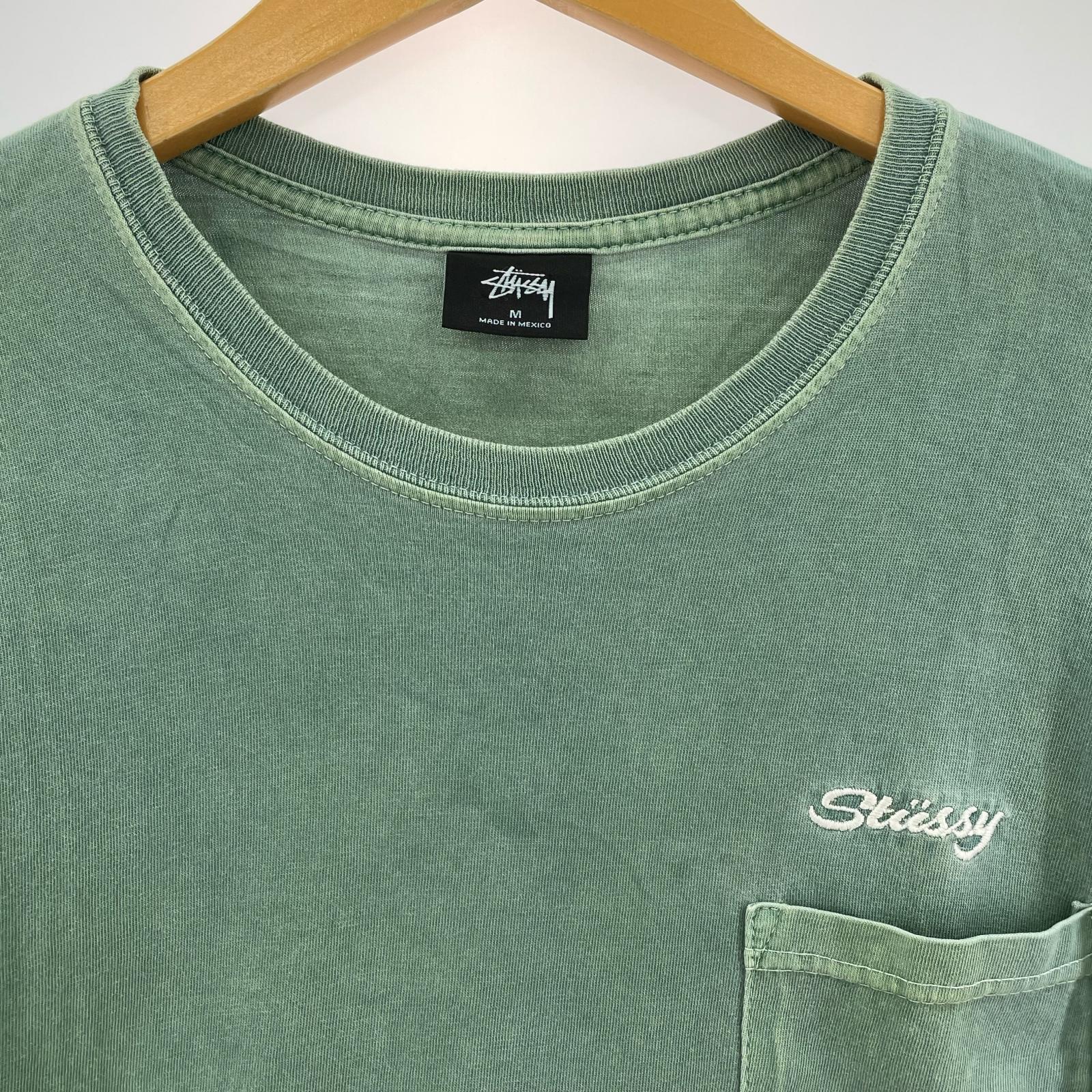 半袖Tシャツ 刺繍ワンポイント ポケT 緑(M) M
