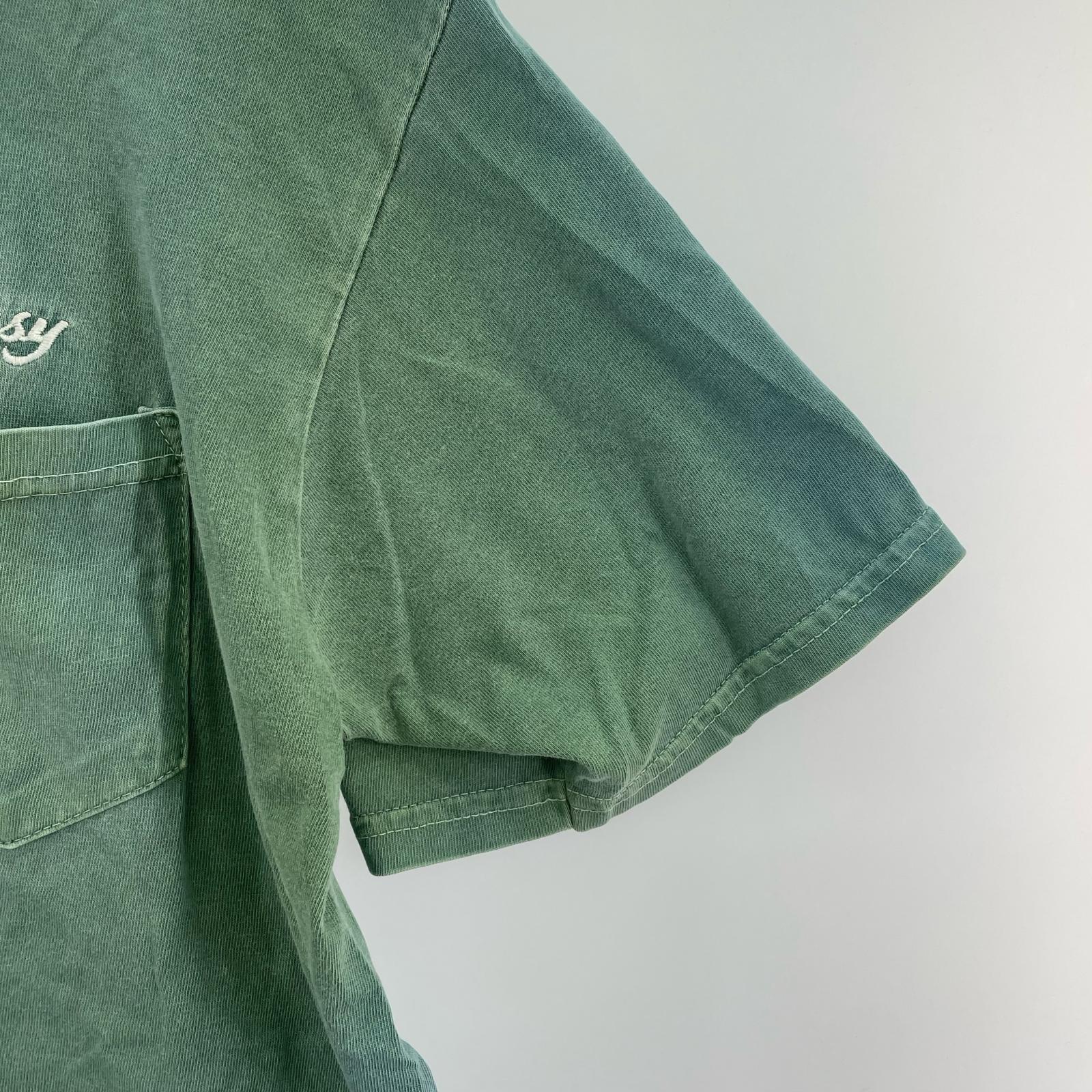 半袖Tシャツ 刺繍ワンポイント ポケT 緑(M) M