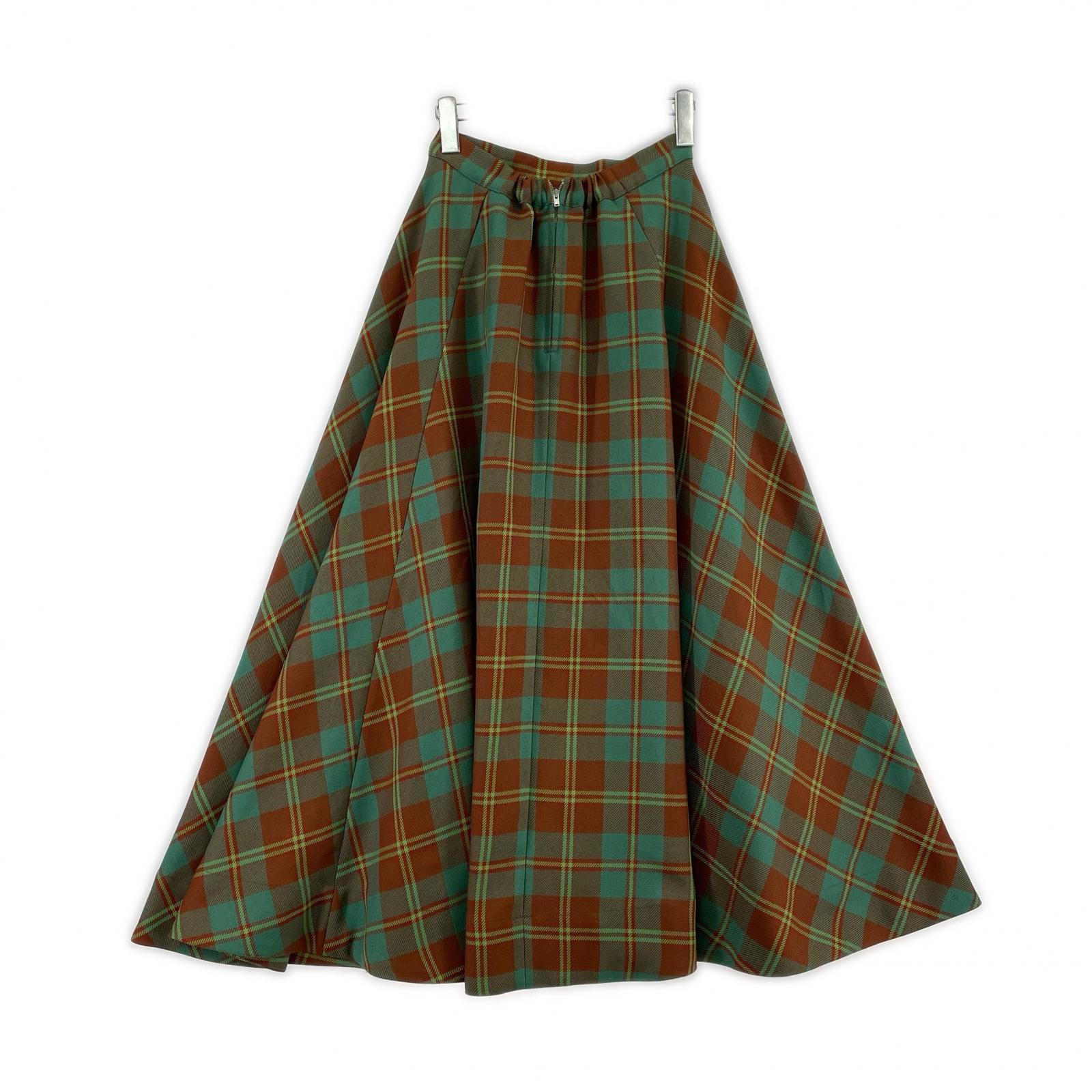ロングスカート EVELYN CHECK FLARE SKIRT S