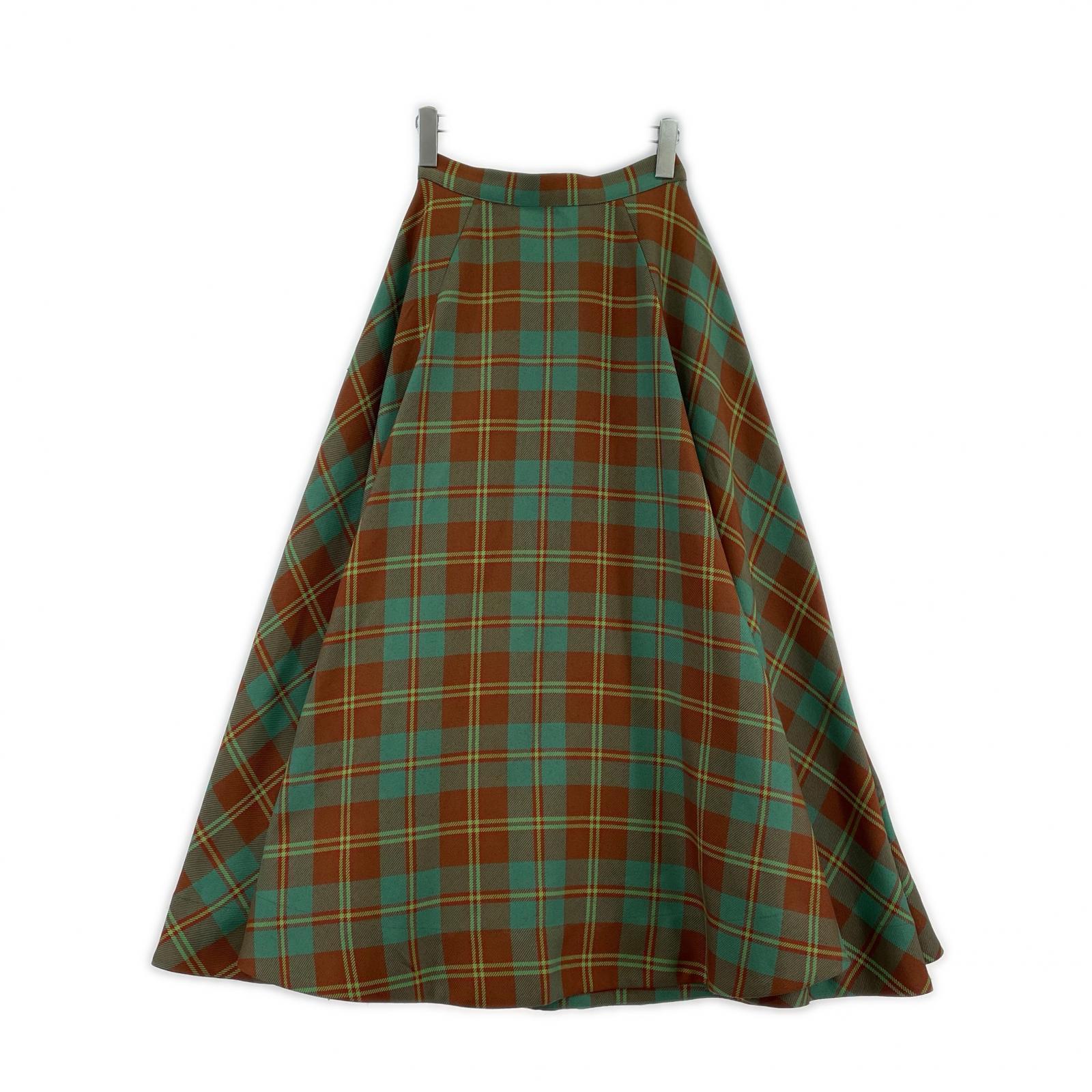 ロングスカート EVELYN CHECK FLARE SKIRT S