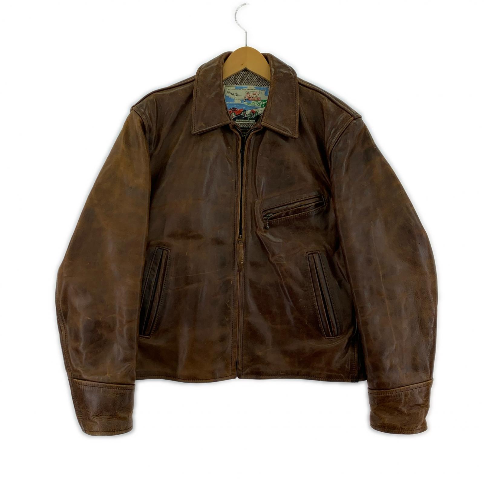 ジャケット Aero Leather ホースハイド ハーフベルテッド 茶 (38) 38 ブラウン