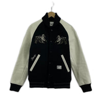 ジャケット STUSSY×BEDWIN ウールスタジャン 黒×白 (2)