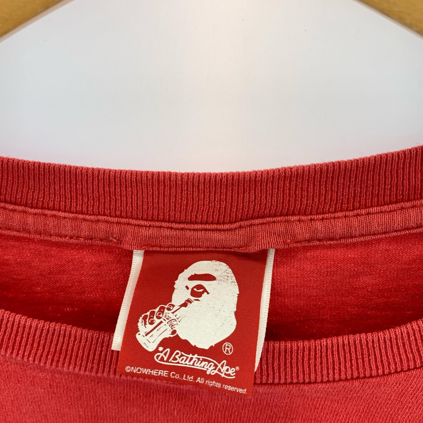 半袖Tシャツ A BATHING APE ×Coca Cola S/Sカットソー 猿顔 赤(M) M