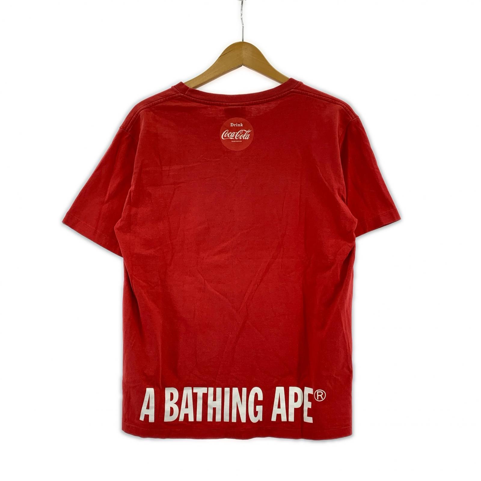 半袖Tシャツ A BATHING APE ×Coca Cola S/Sカットソー 猿顔 赤(M) M