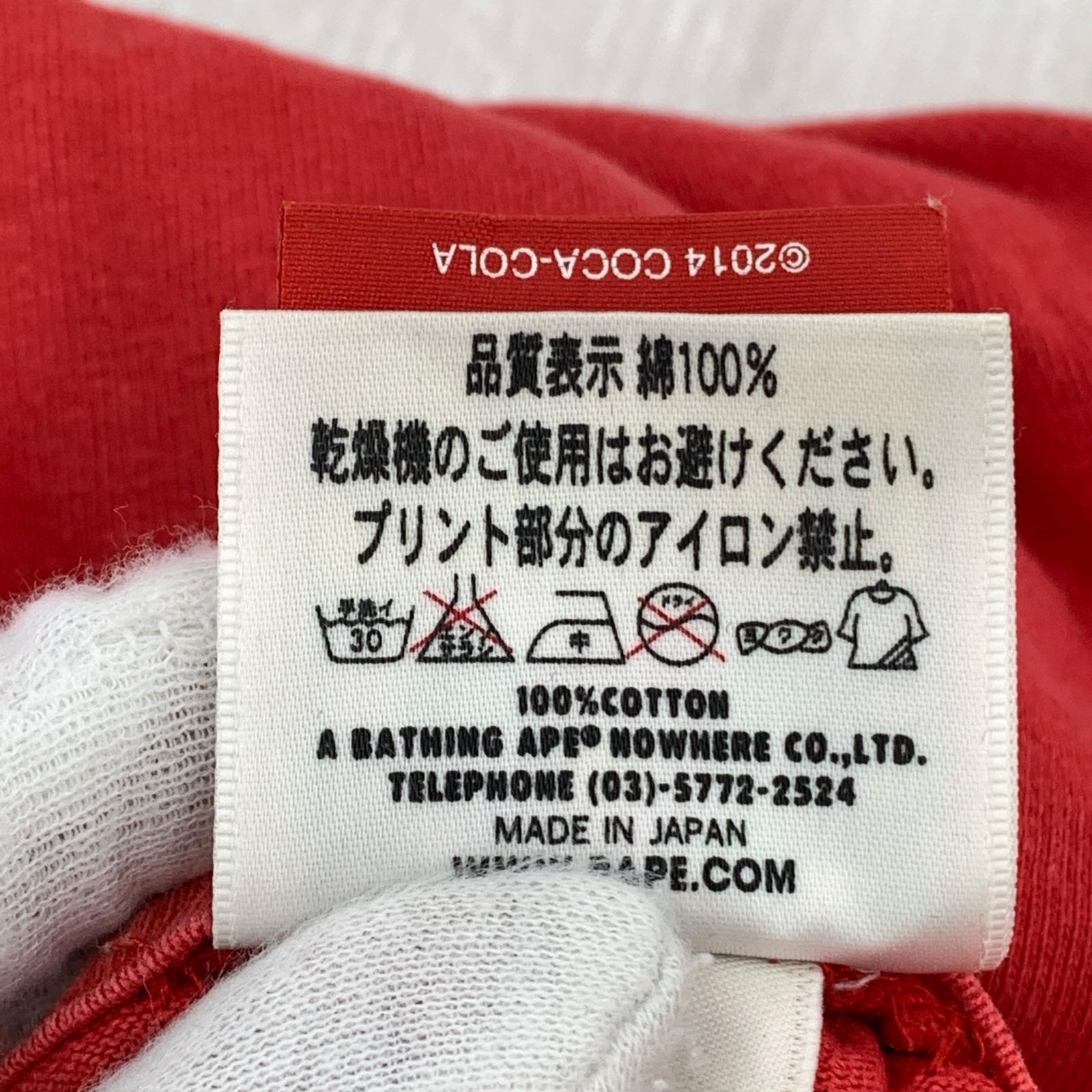 半袖Tシャツ A BATHING APE ×Coca Cola S/Sカットソー 猿顔 赤(M) M
