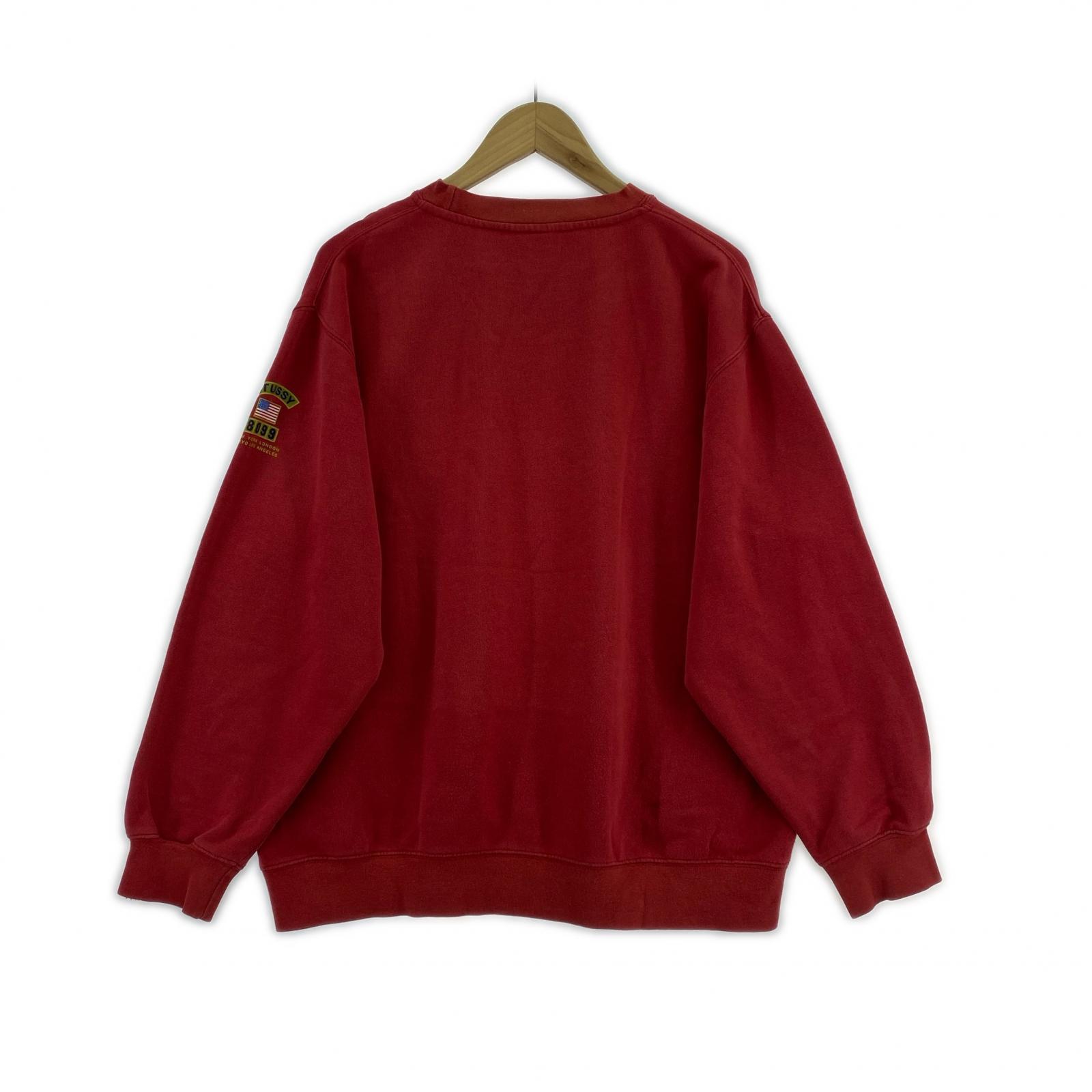 半袖Tシャツ OLD STUSSY 8099 熊 プリント スウェット (S) 赤 S レッド
