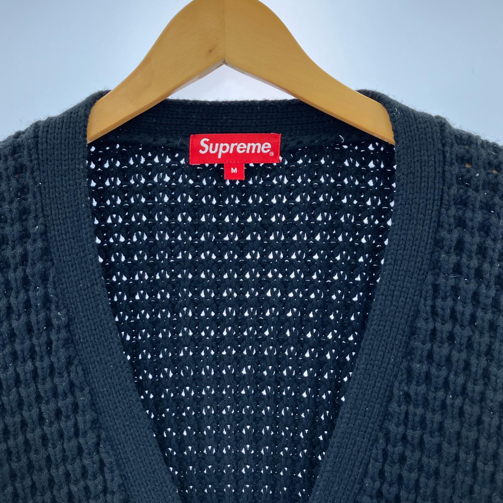 カーディガン 21AW Waffle Knit Cardigan 黒 (M) M ブラック